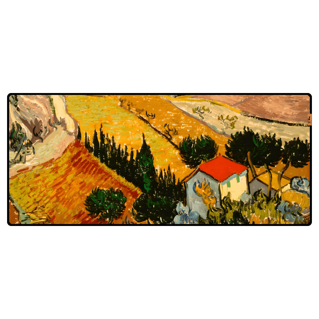 Ev ve Çiftçi ile Kır Manzarası  (Landscape with House and Ploughman) - Vincent van Gogh - Mouse Pad & Masa Matı