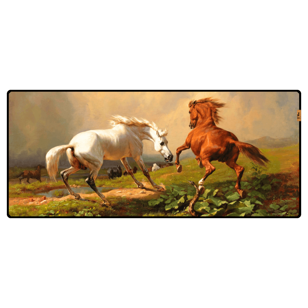 Yaklaşan Fırtınada Huysuzlaşan Atlar (Frightened Horses Before a Storm) - Rudolf Koller - Mouse Pad & Masa Matı