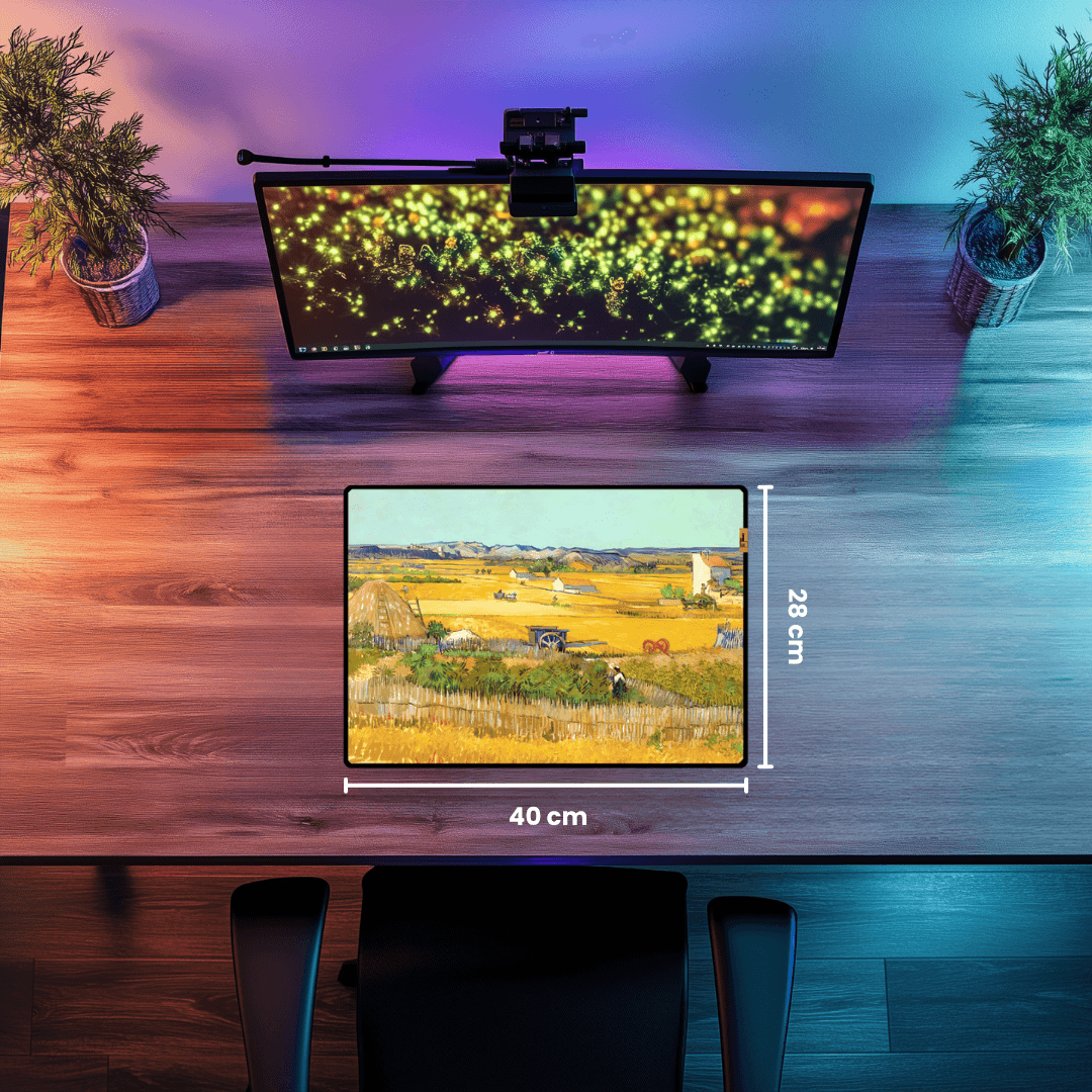 Mavi Arabalı Hasat Zamanı (A Harvest Landscape with Blue Cart) - Vincent van Gogh - Mouse Pad & Masa Matı