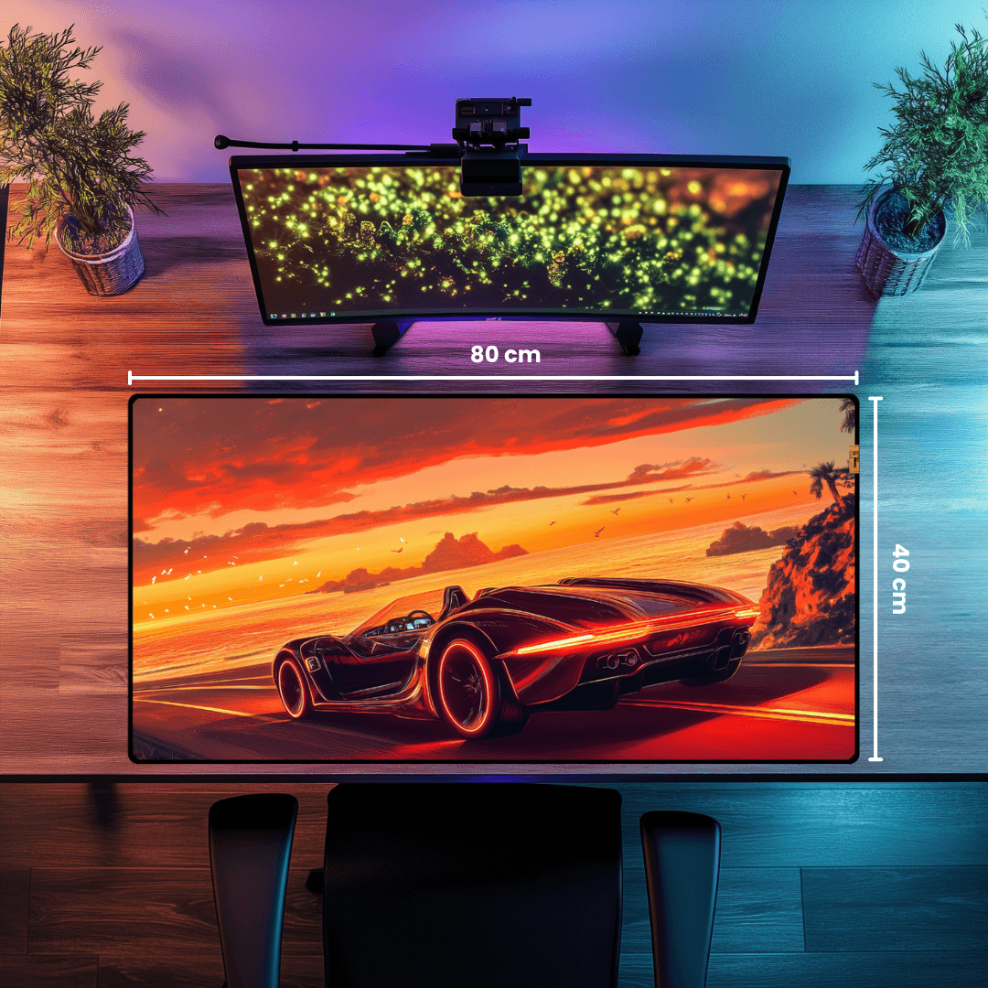 Sunset and Car - Mouse Pad & Masa Matı