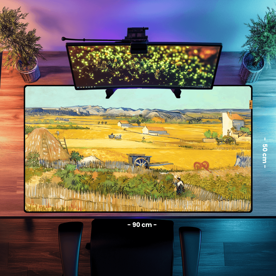 Mavi Arabalı Hasat Zamanı (A Harvest Landscape with Blue Cart) - Vincent van Gogh - Mouse Pad & Masa Matı