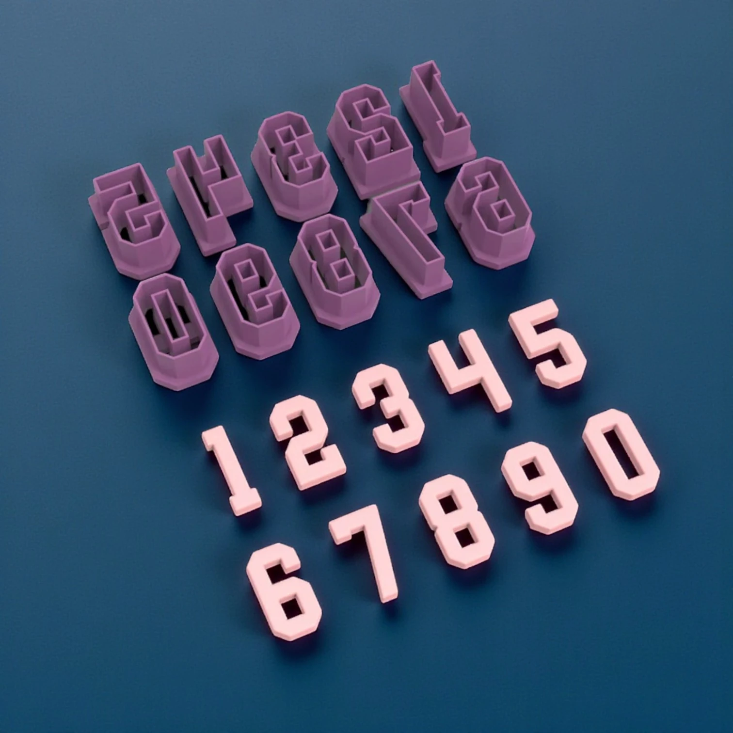 Kolej (Köşe Hareketli) Rakamlar Kesici Set