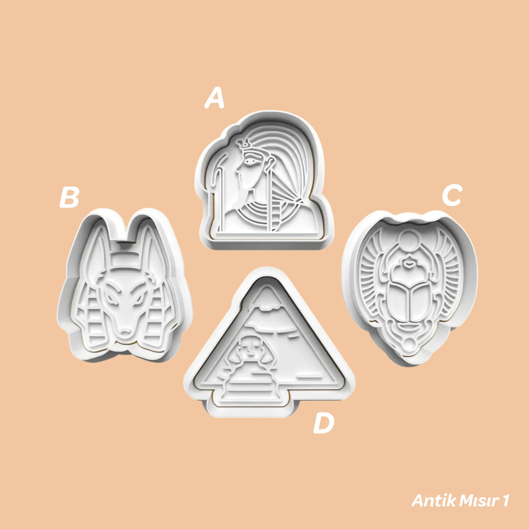 Antik Mısır 1 - Kurabiye Kalıbı Damga ve Kesici Set