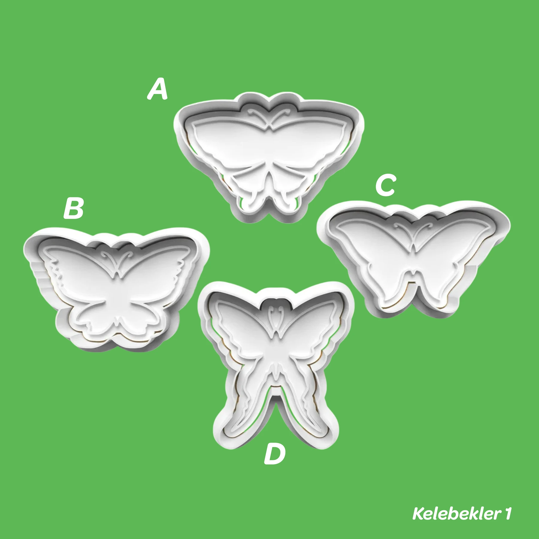 Kelebekler 1 - Kurabiye Kalıbı Damga ve Kesici Set