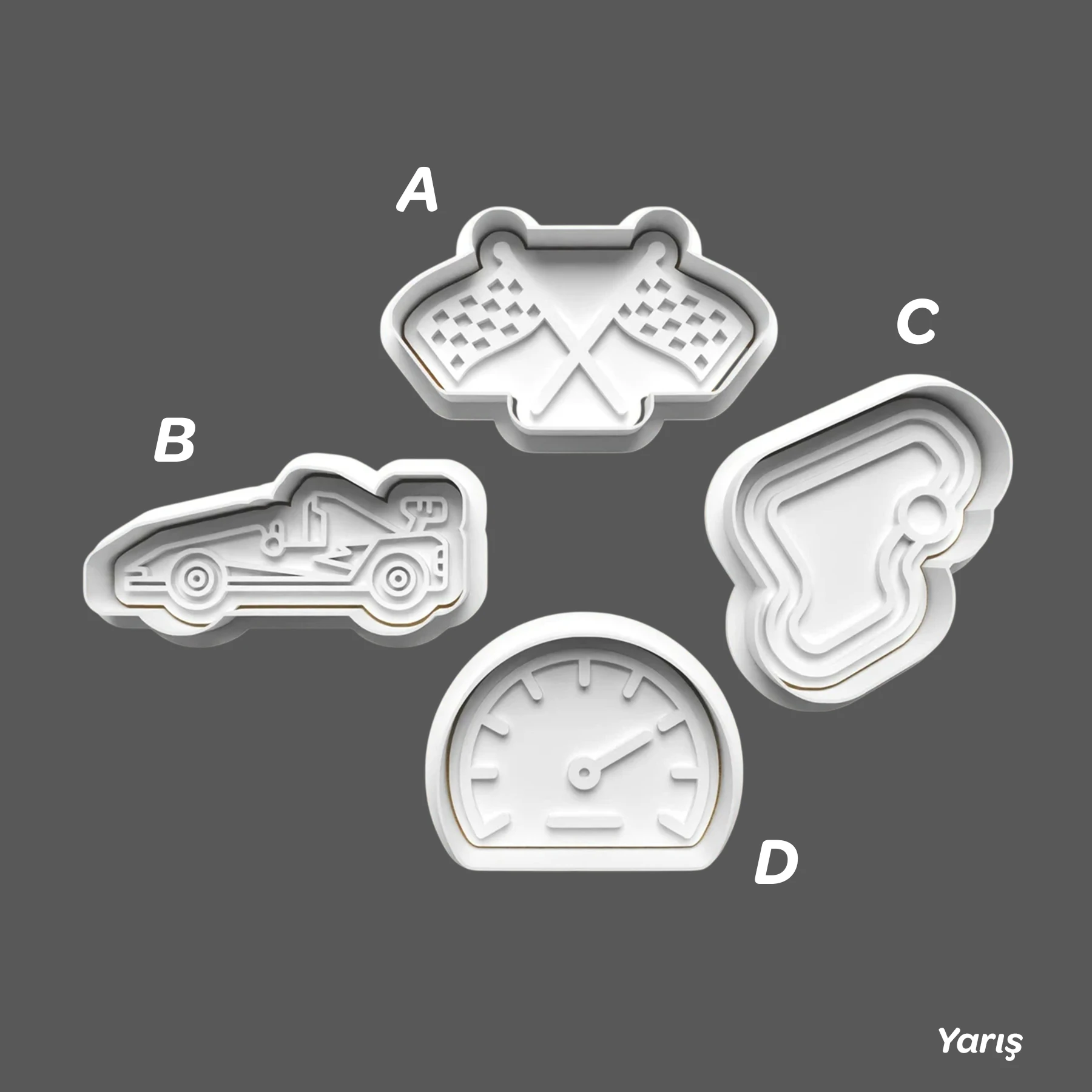 Yarış - Kurabiye Kalıbı Damga ve Kesici Set