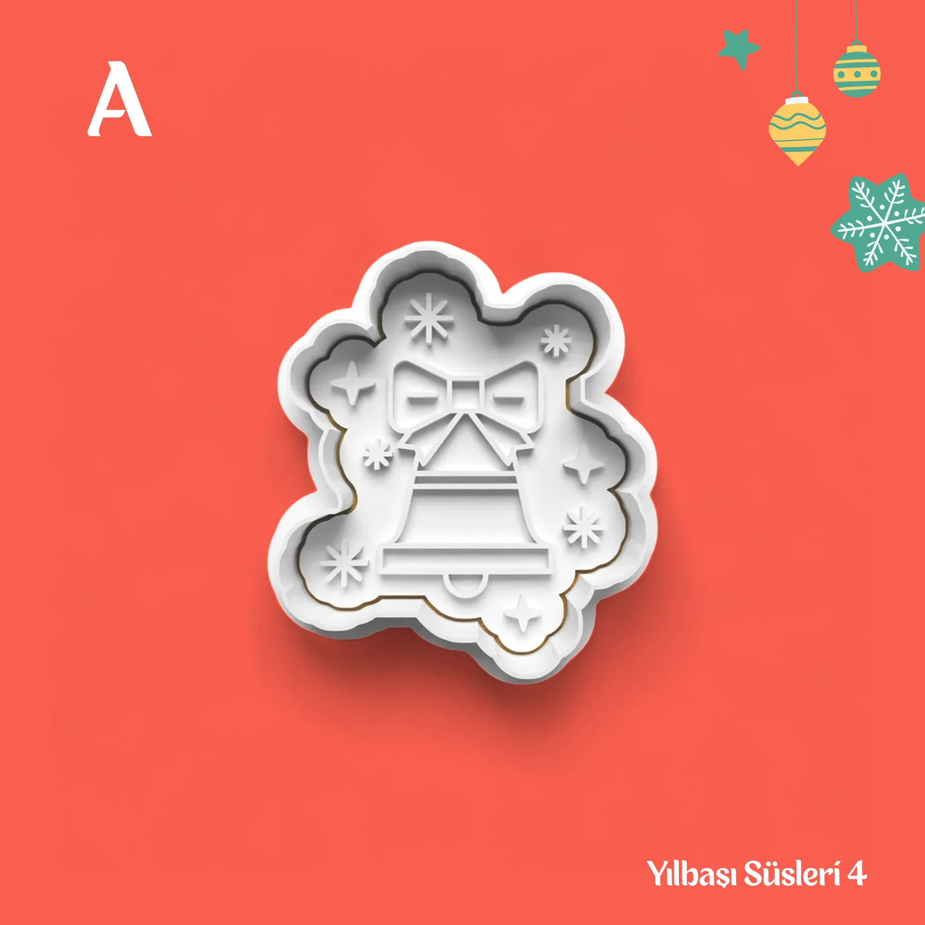 Yılbaşı Süsleri 4 - Kurabiye Kalıbı Damga ve Kesici Set