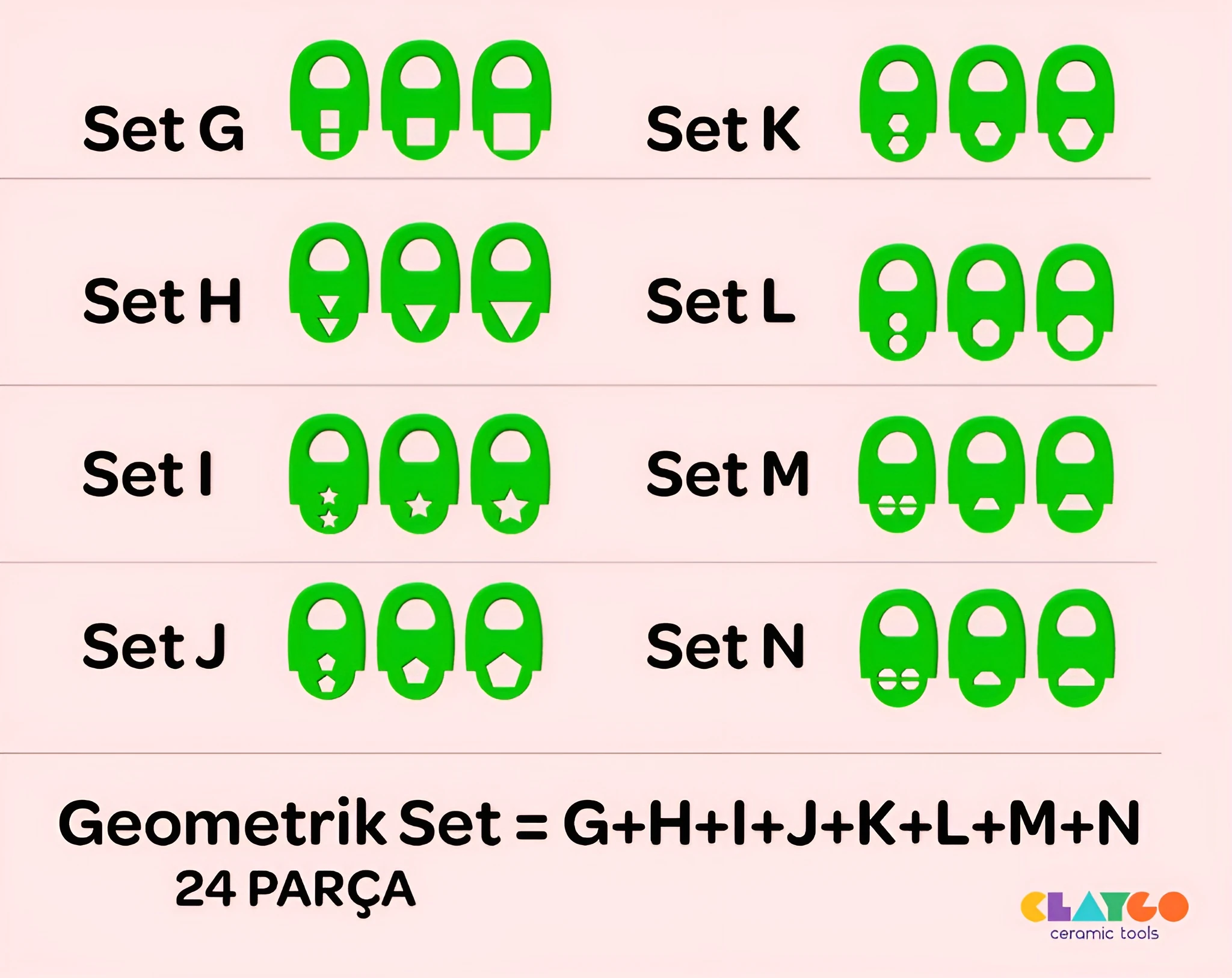 Geometrik Şekillendirici Ağızlar - Masaüstü Çamur Pres Seti için