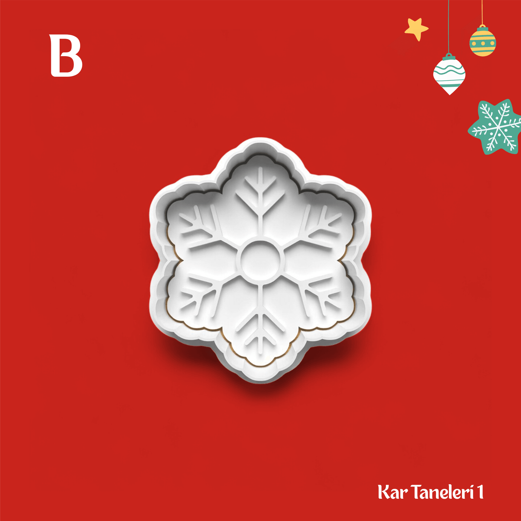 Kar Taneleri 1 - Kurabiye Kalıbı Damga ve Kesici Set