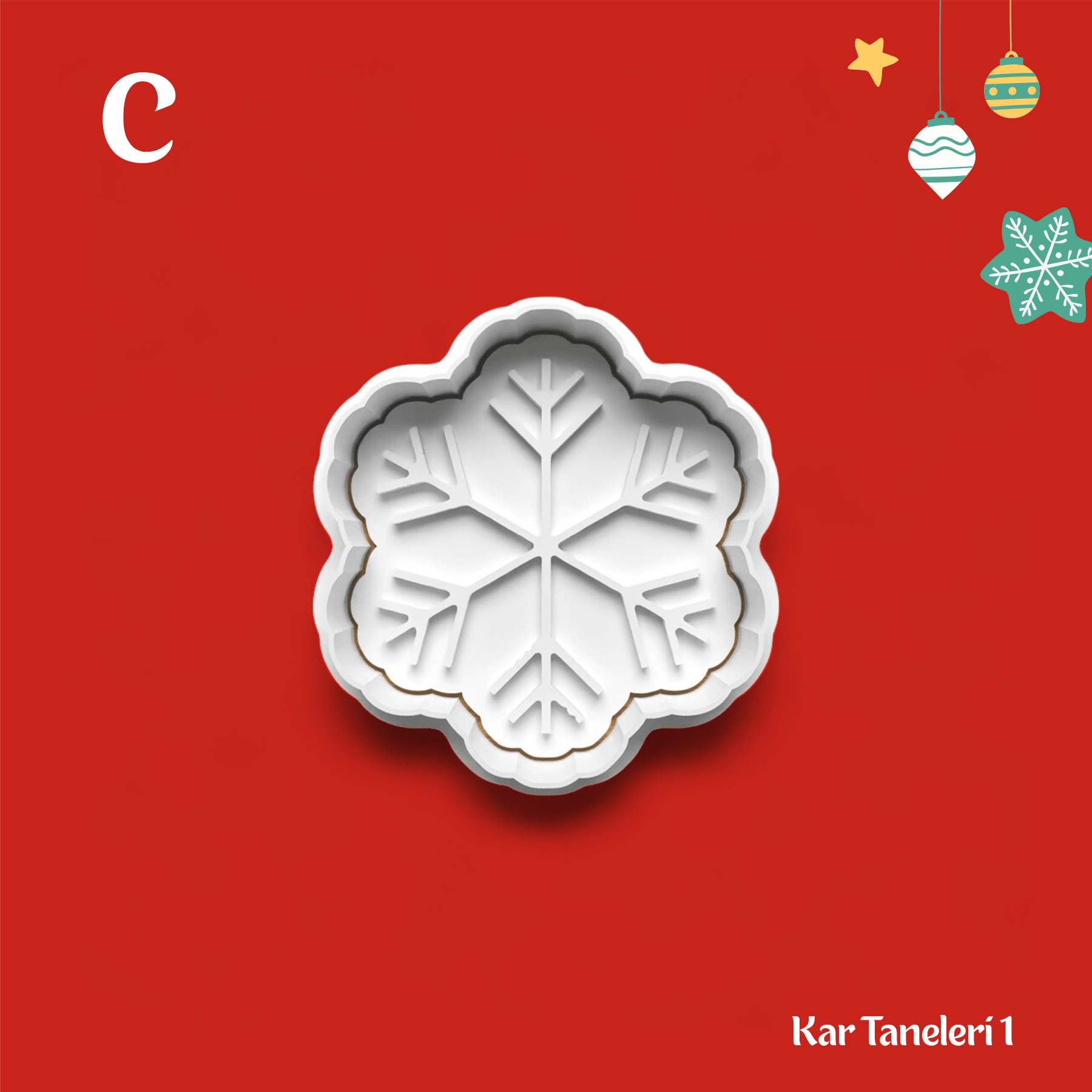 Kar Taneleri 1 - Kurabiye Kalıbı Damga ve Kesici Set