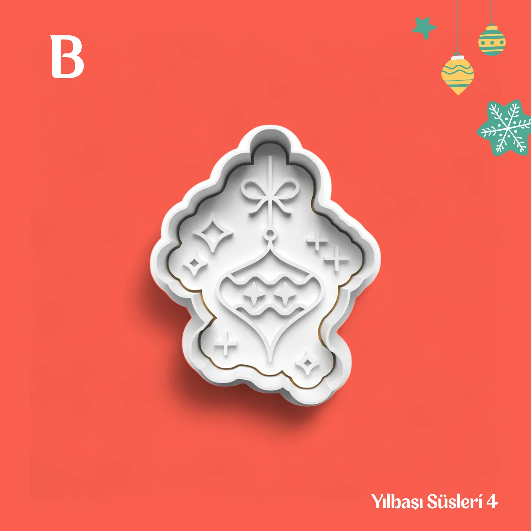Yılbaşı Süsleri 4 - Kurabiye Kalıbı Damga ve Kesici Set