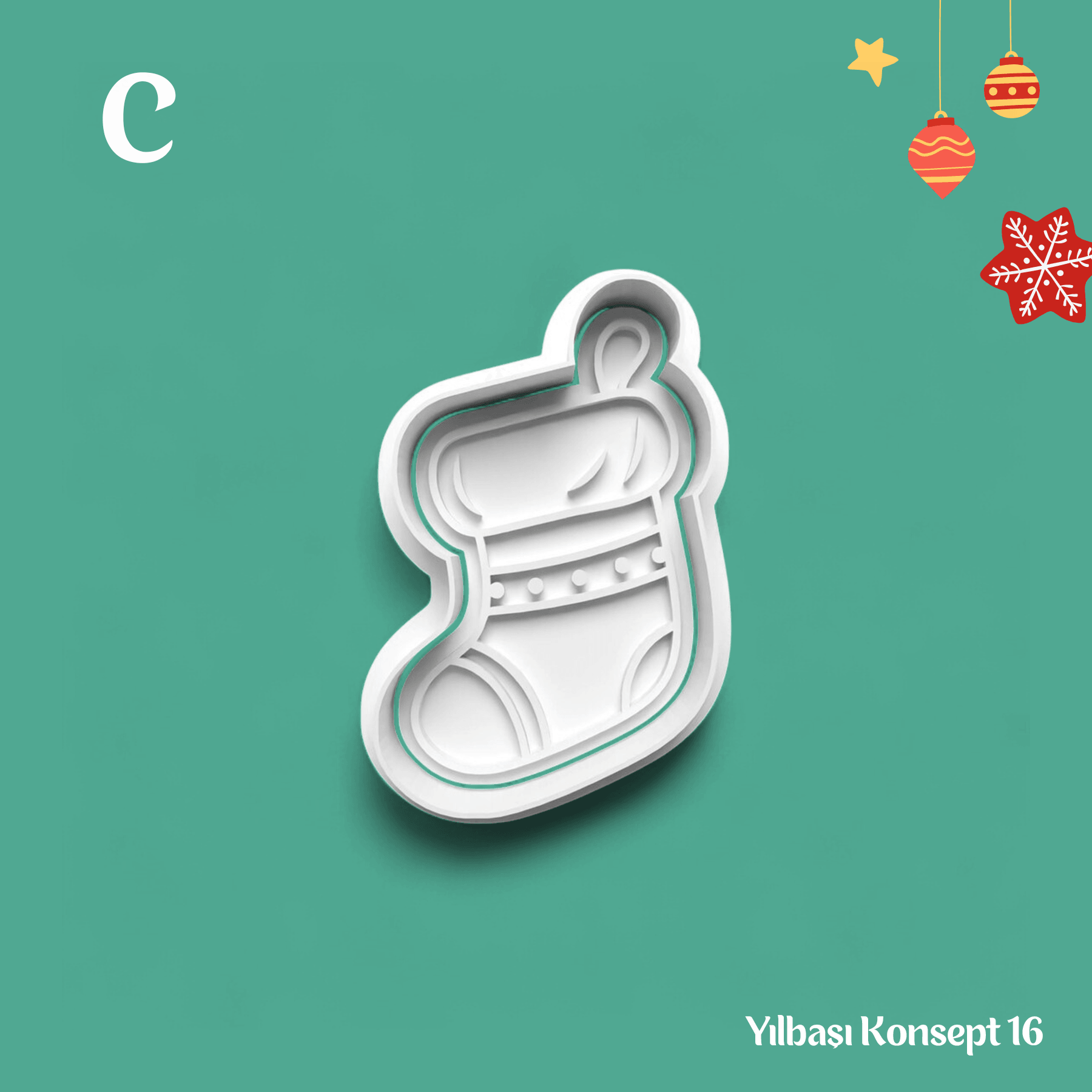 Yılbaşı Konsept 16 - Kurabiye Kalıbı Damga ve Kesici Set