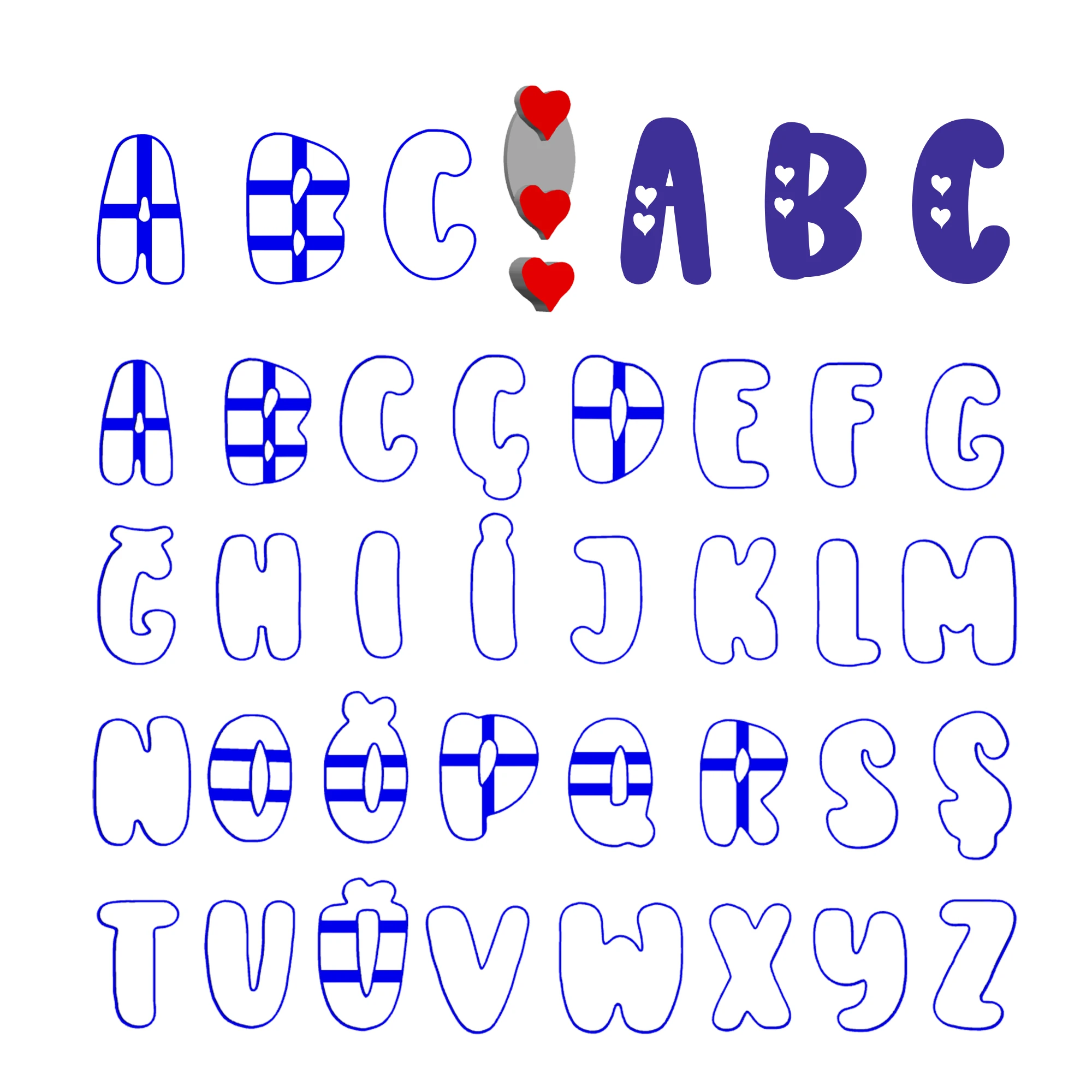 Kalpli Harfler Kesici ve Damga Seti -32 Harf