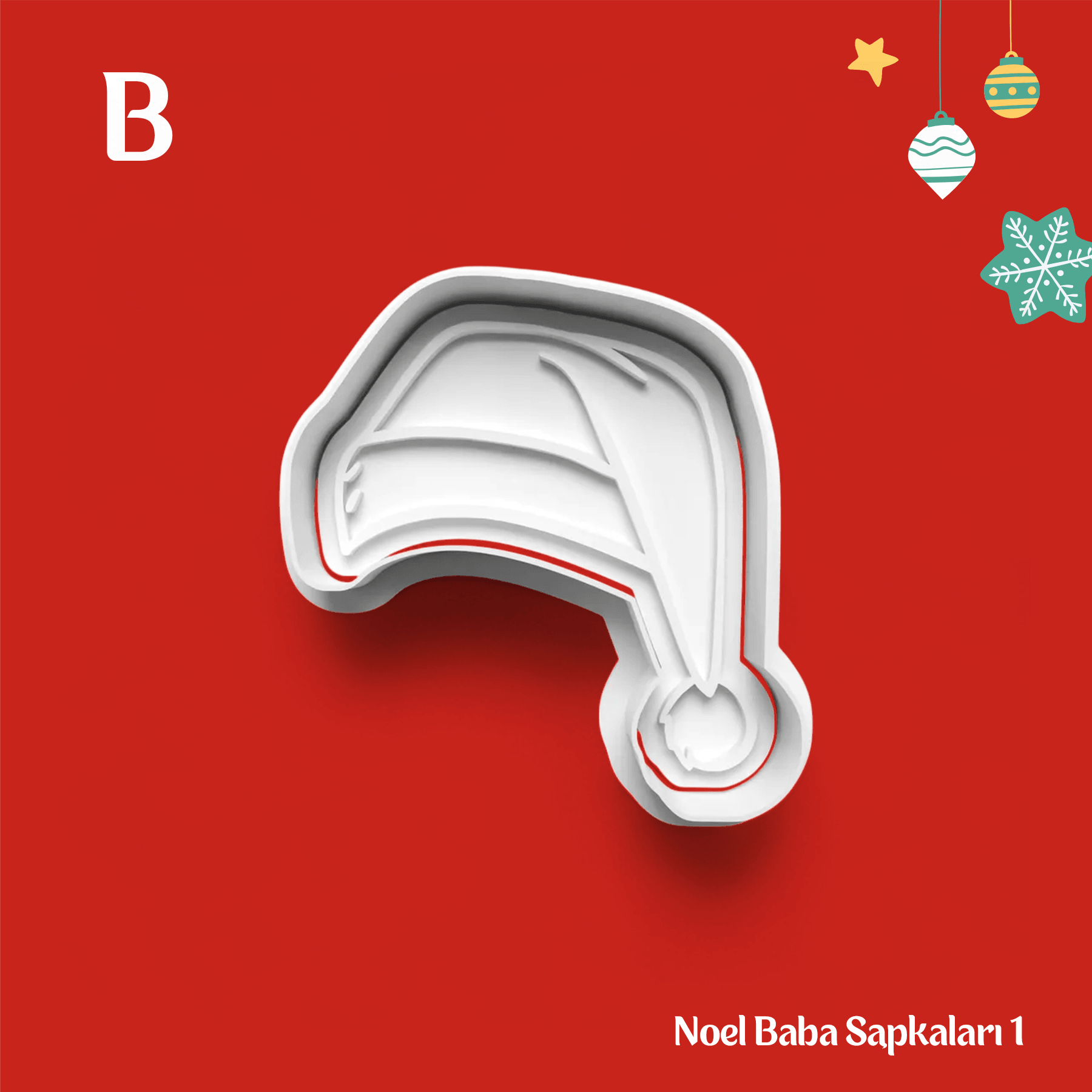 Noel Baba Şapkaları 1 - Kurabiye Kalıbı Damga ve Kesici Set