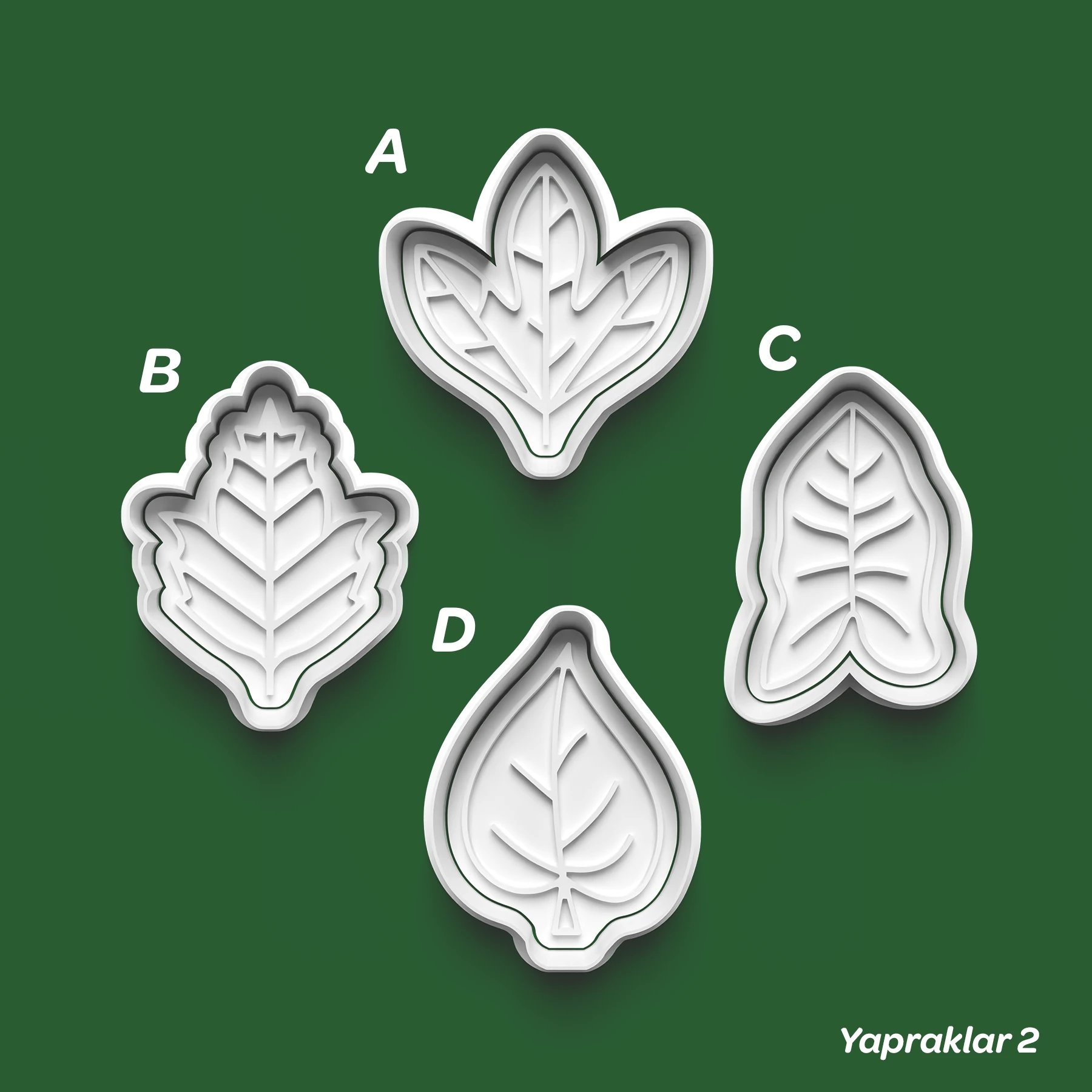 Yapraklar 2 - Kurabiye Kalıbı Damga ve Kesici Set