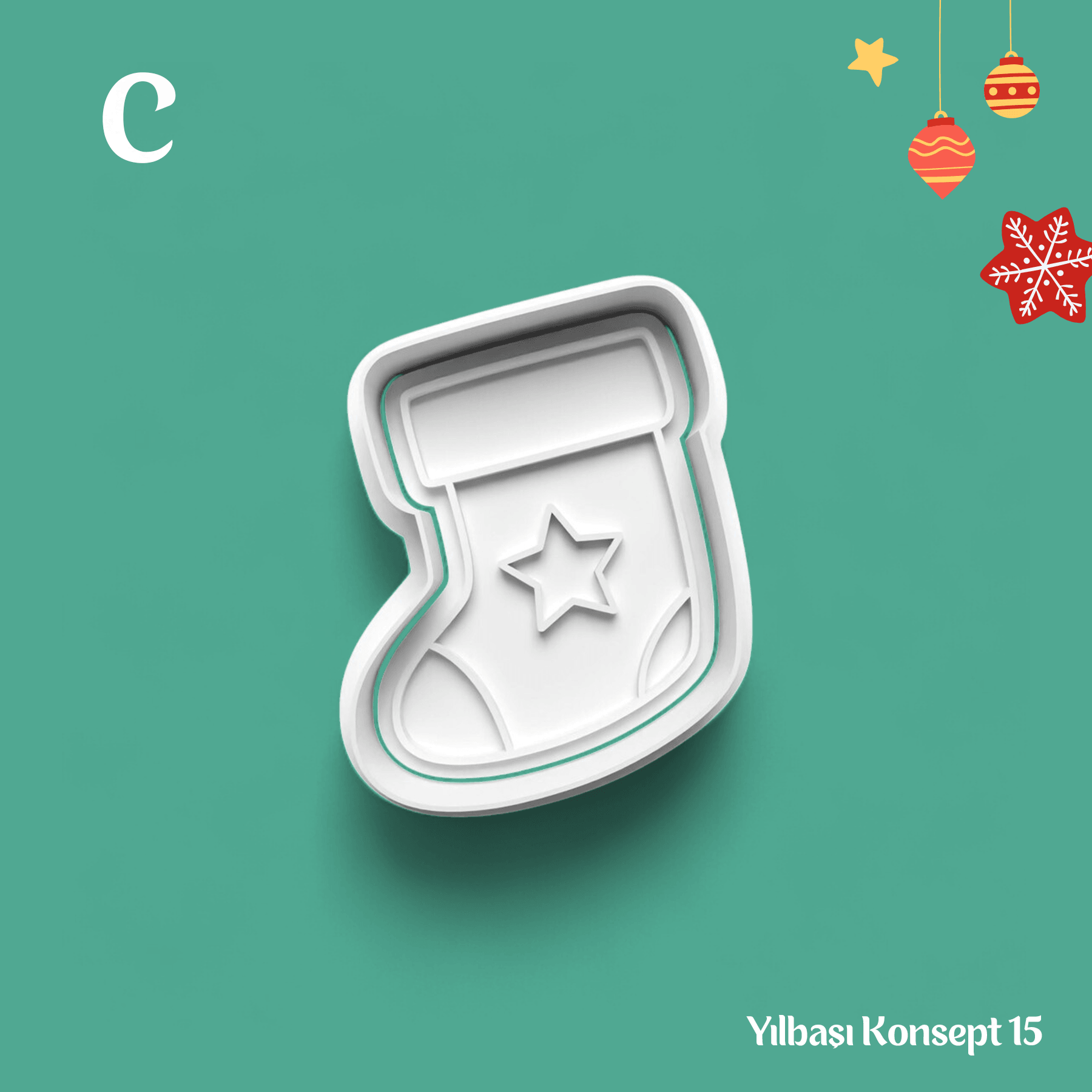 Yılbaşı Konsept 15 - Kurabiye Kalıbı Damga ve Kesici Set