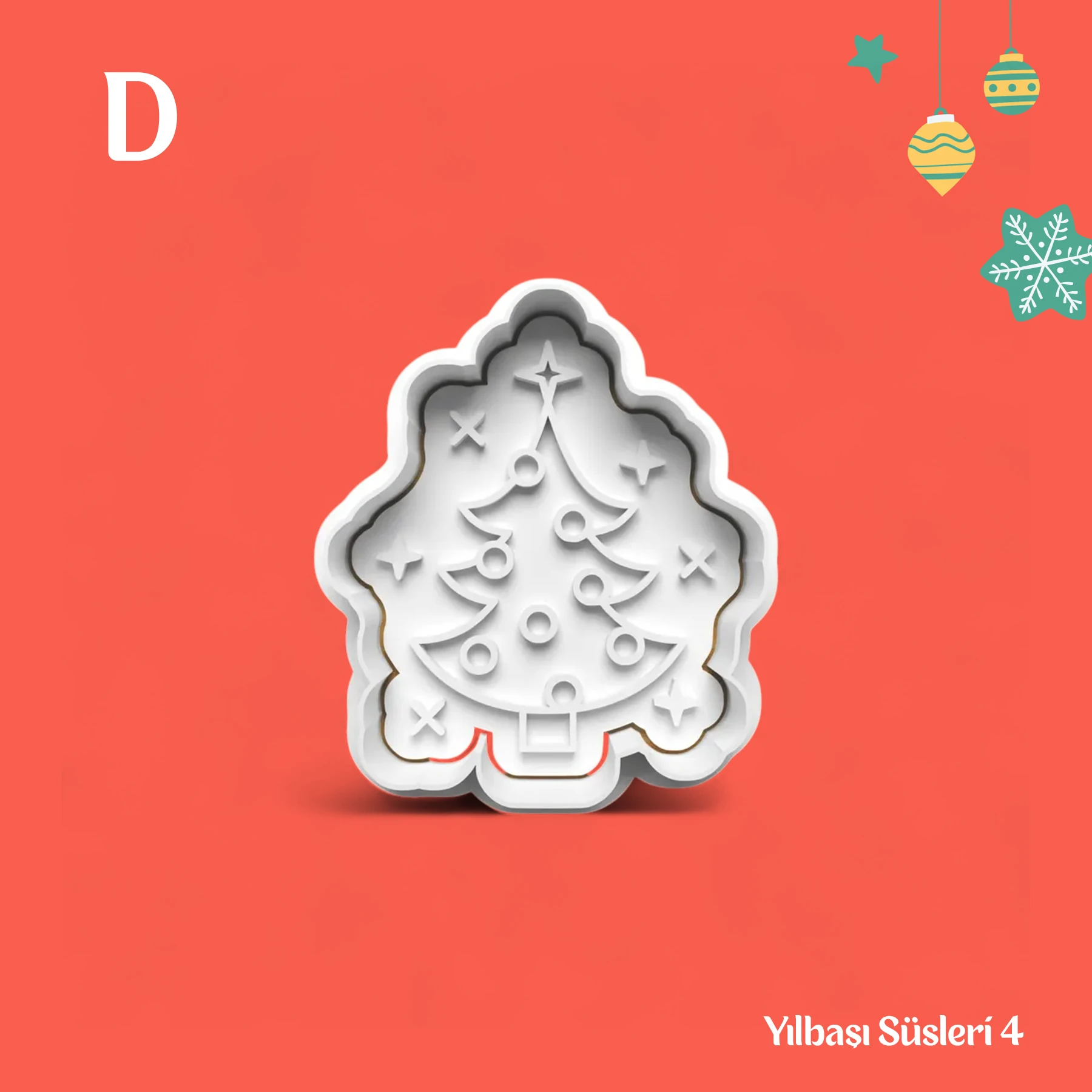 Yılbaşı Süsleri 4 - Kurabiye Kalıbı Damga ve Kesici Set