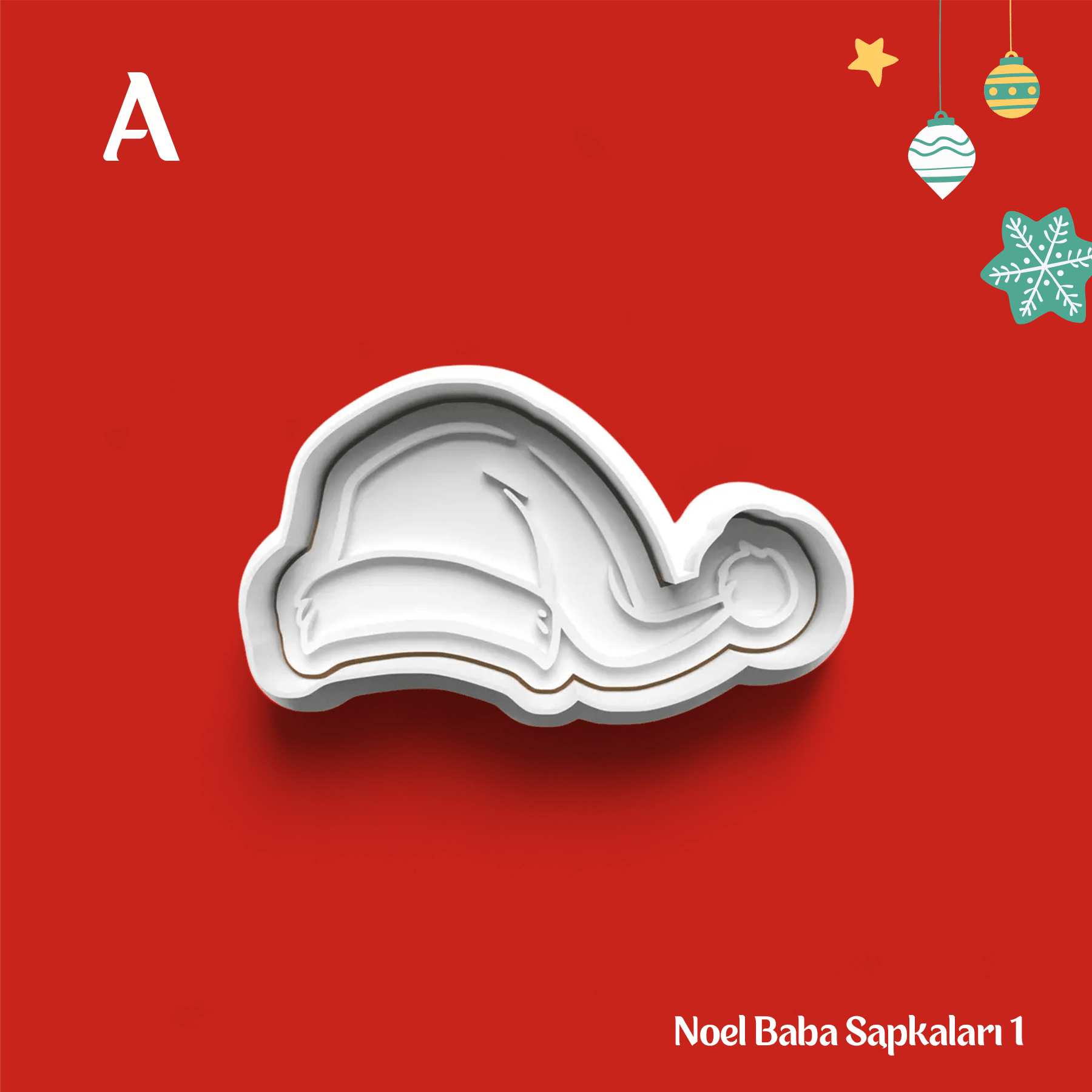 Noel Baba Şapkaları 1 - Kurabiye Kalıbı Damga ve Kesici Set