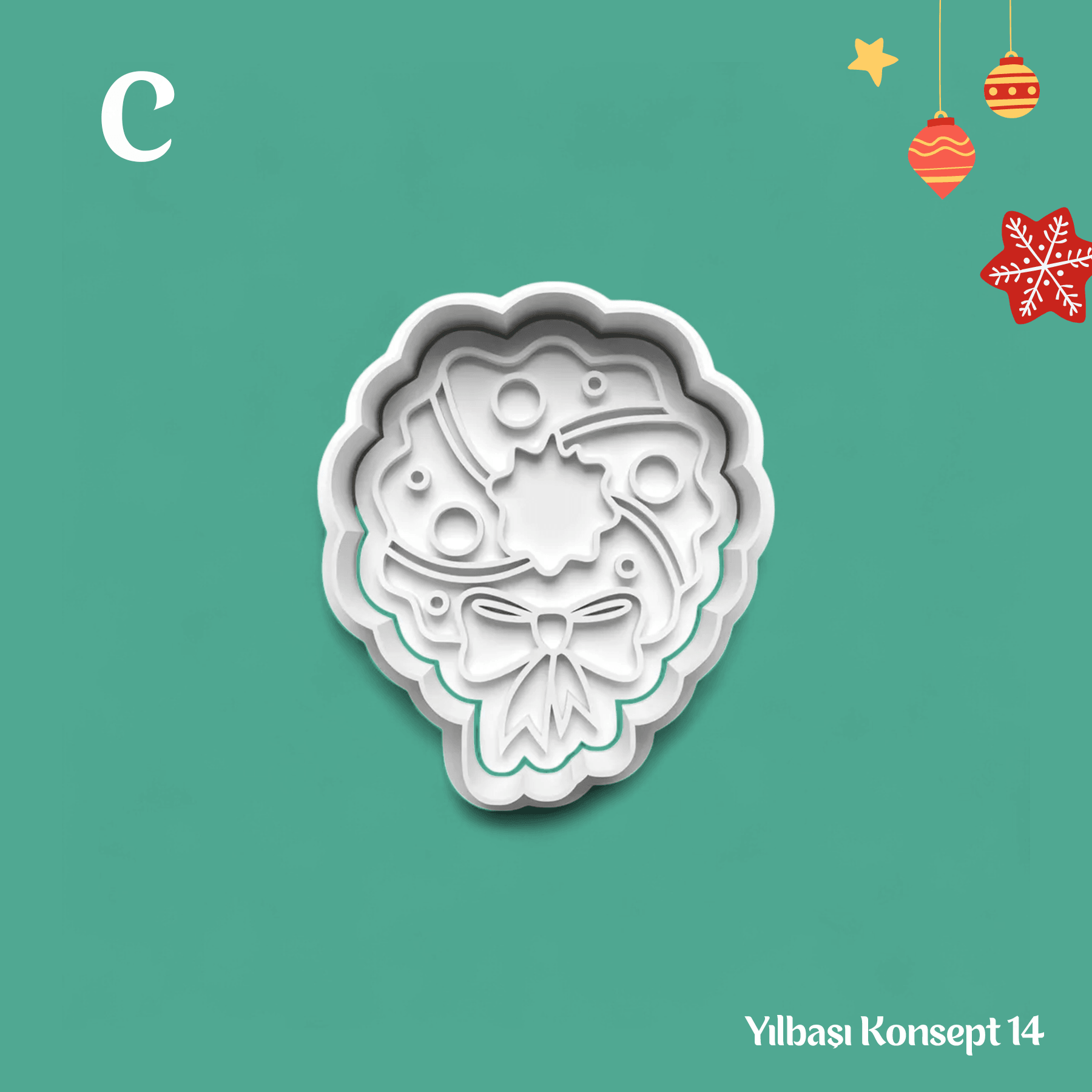 Yılbaşı Konsept 14 - Kurabiye Kalıbı Damga ve Kesici Set