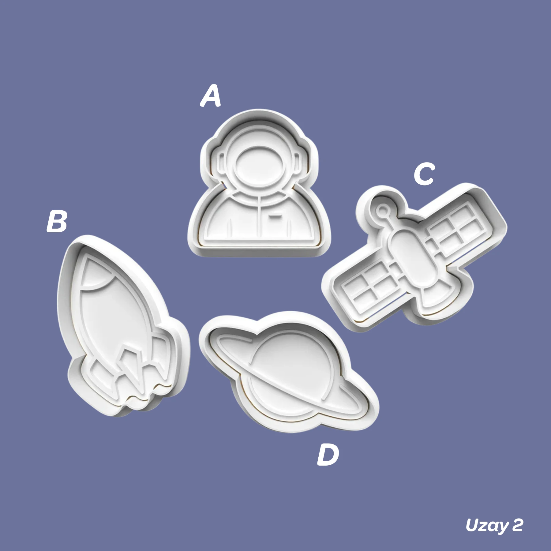 Uzay 2 Serisi - Kurabiye Kalıbı Damga ve Kesici Set