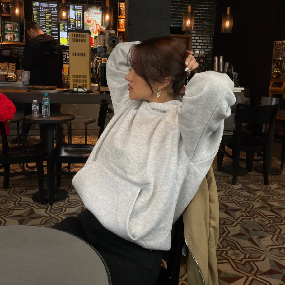 Oversized Boxy Fit Hoodie – Gri Melanj image
