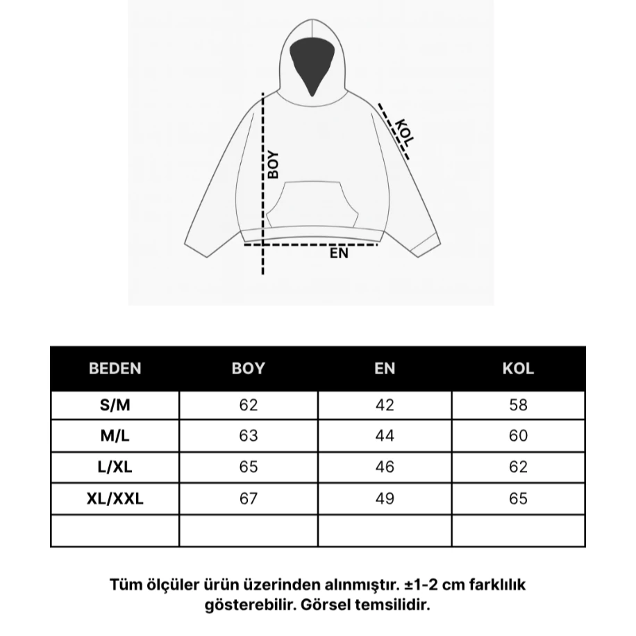 Oversized Boxy Fit Hoodie – Siyah