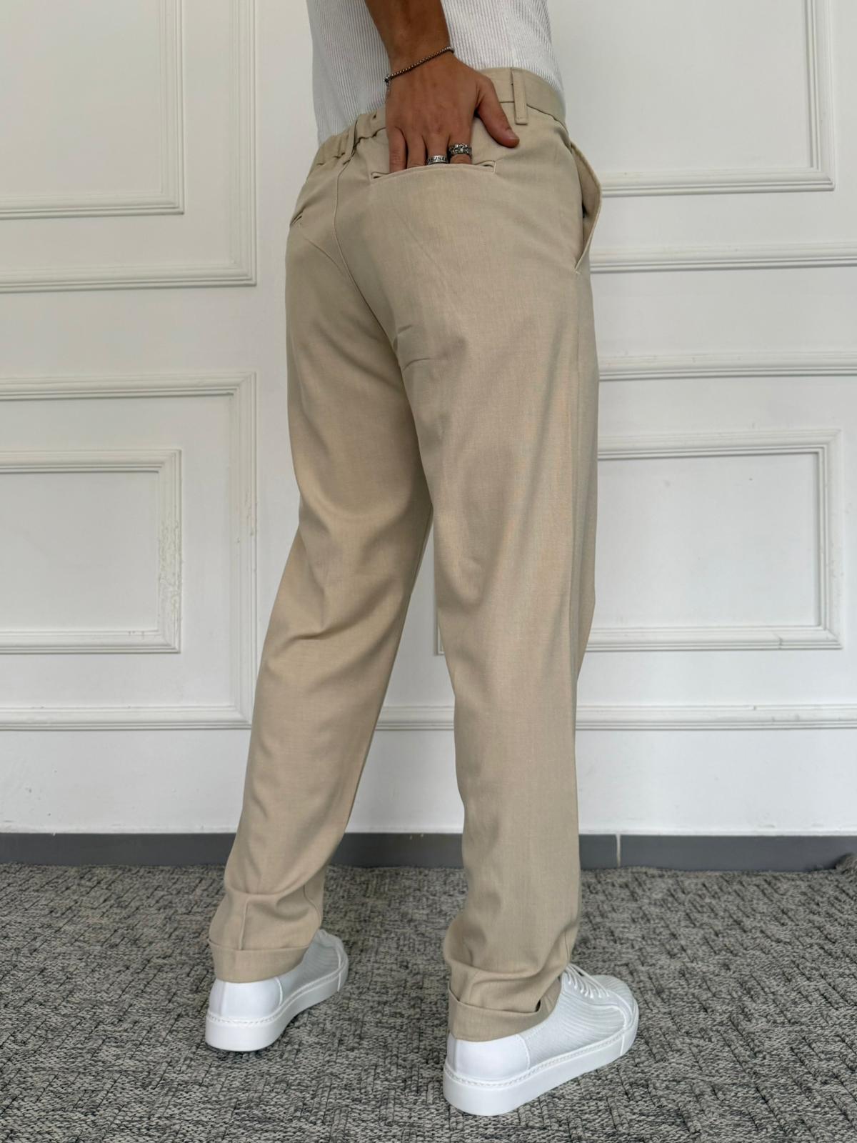 Kısa Dilli Katlı Paça Kumaş Pantolon