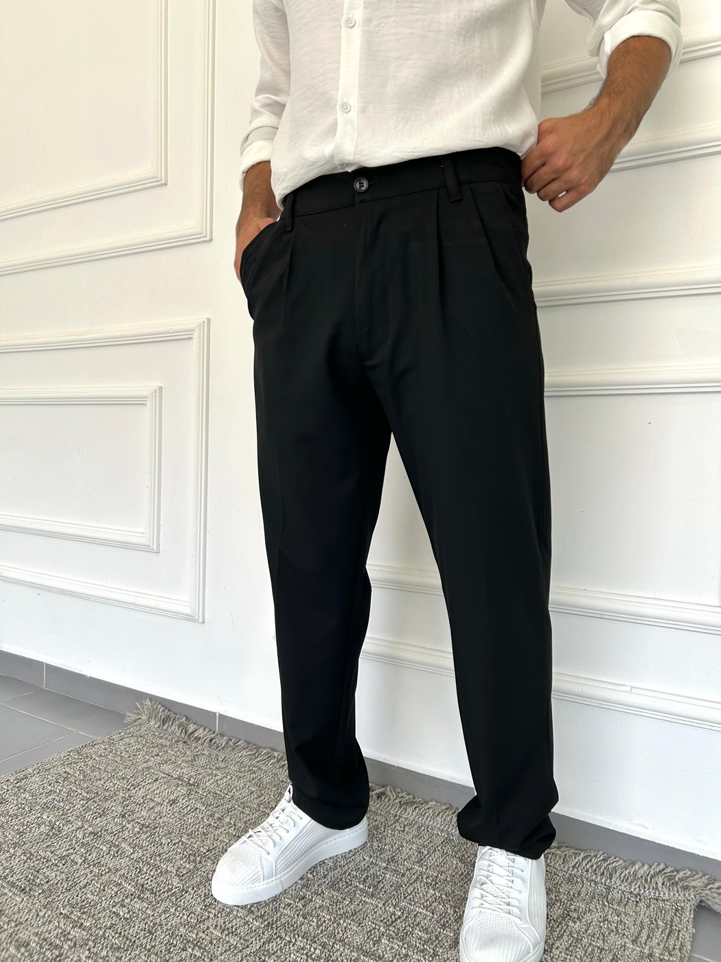 Baggy Kumaş Pantolon - Siyah