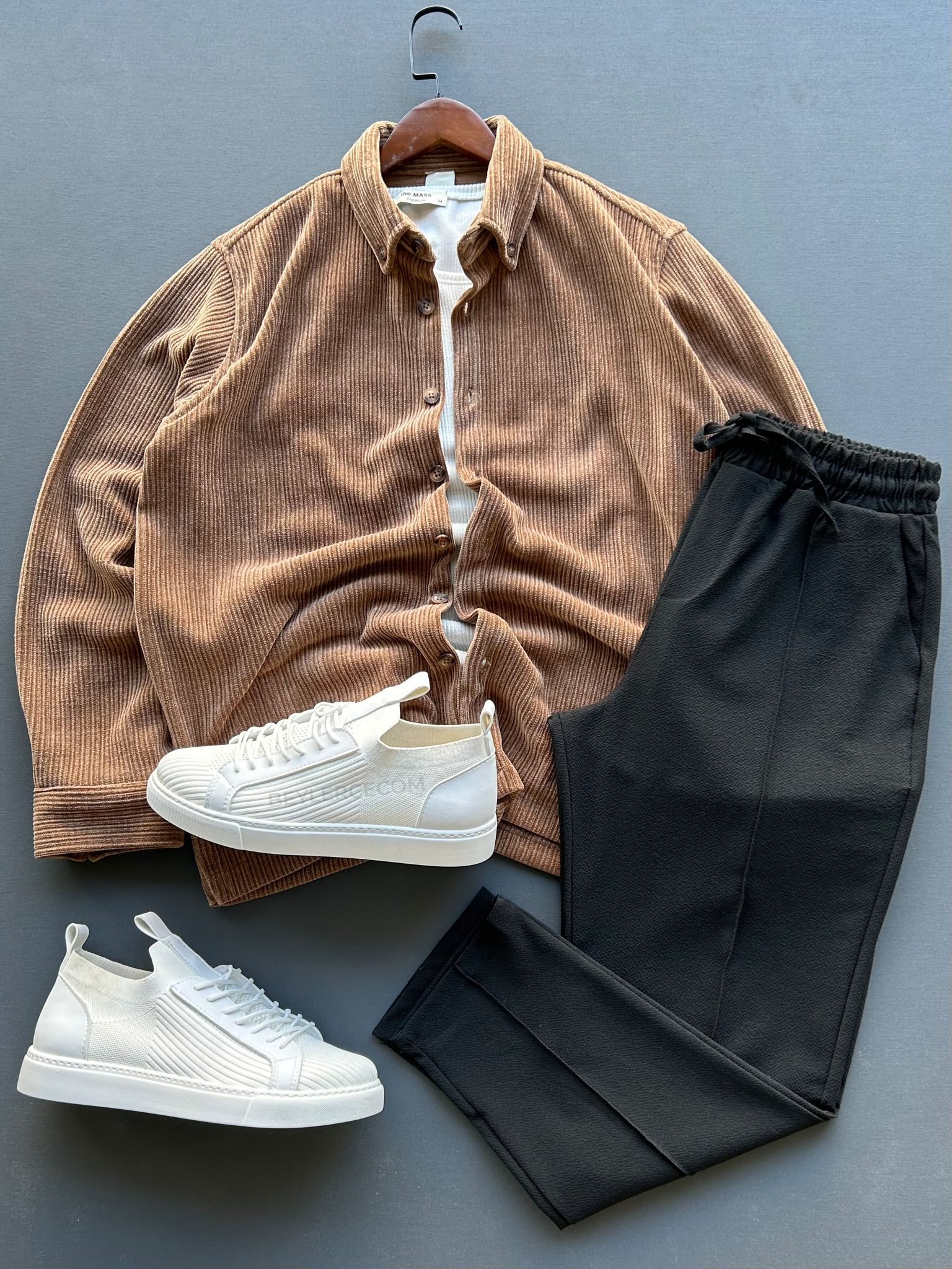 Oversize Kadife Gömlek + Waffle Pantolon Kombin