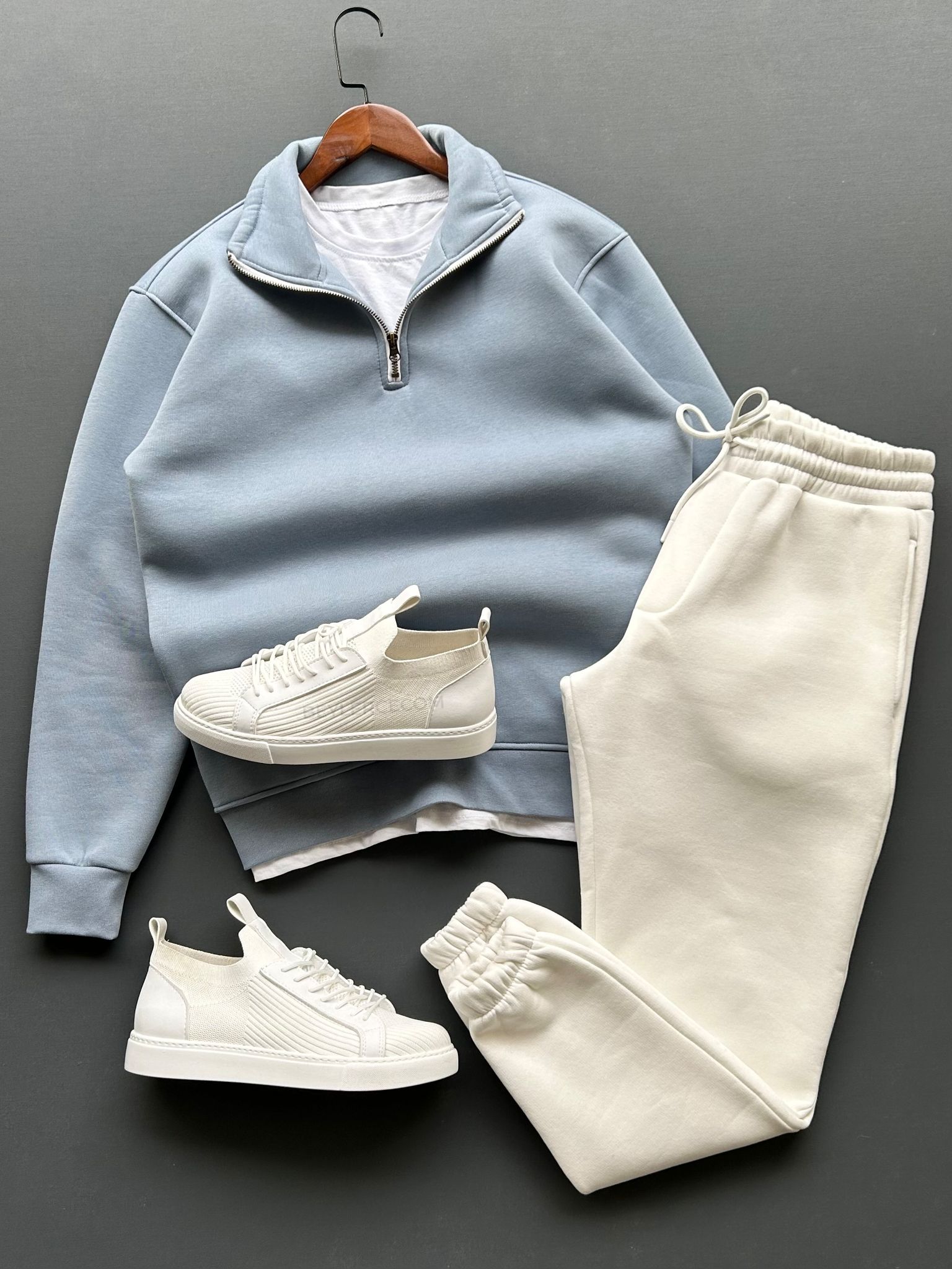 Üç İplik Şardonlu Sweatshirt + Eşofman Takım