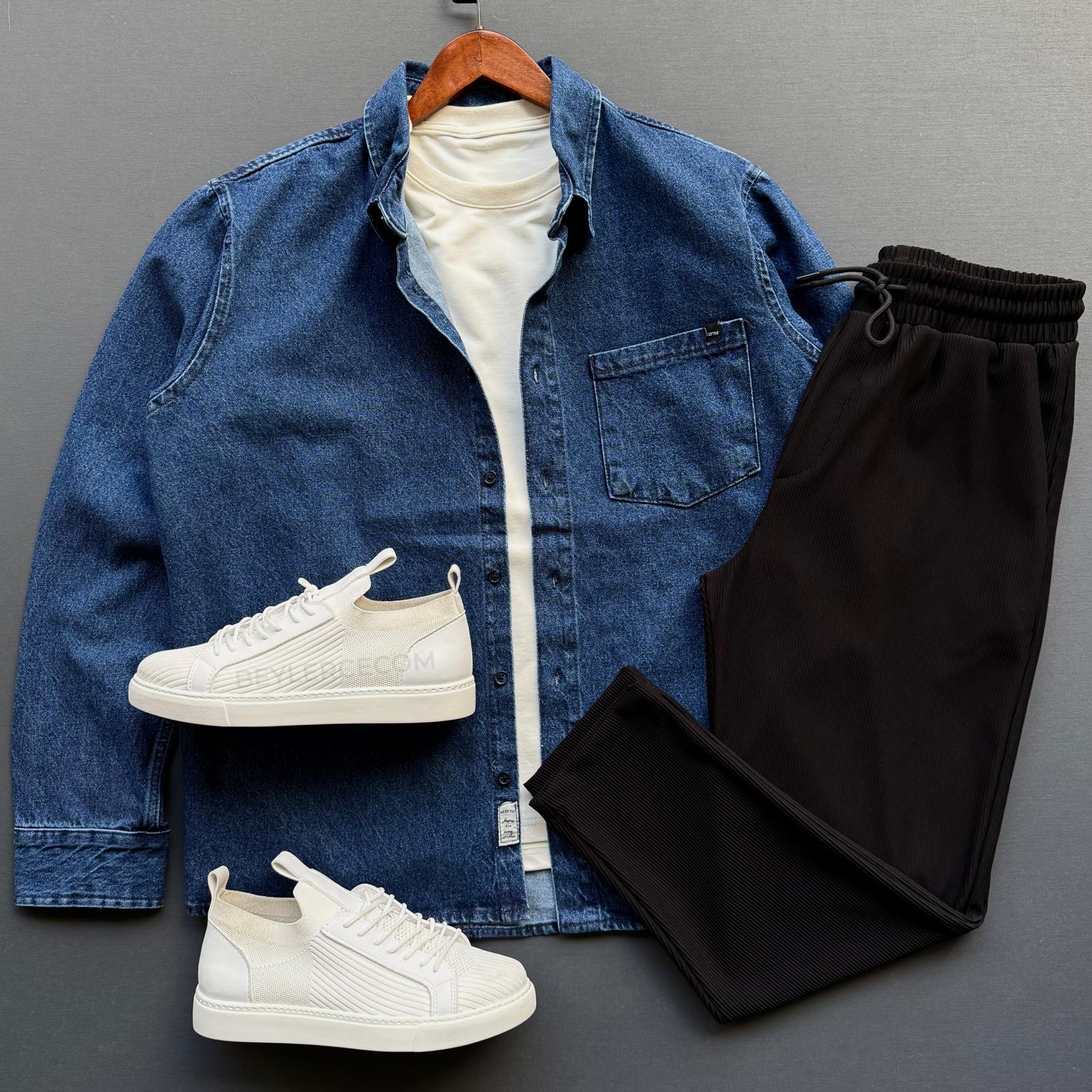 Oversize Kot Ceket + Boyfriend Fitilli Pantolon Kombin