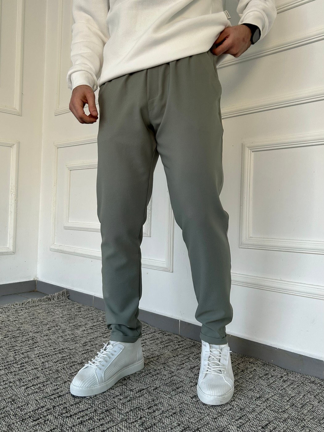 Duble Paça Jogger Pantolon - Yeşil