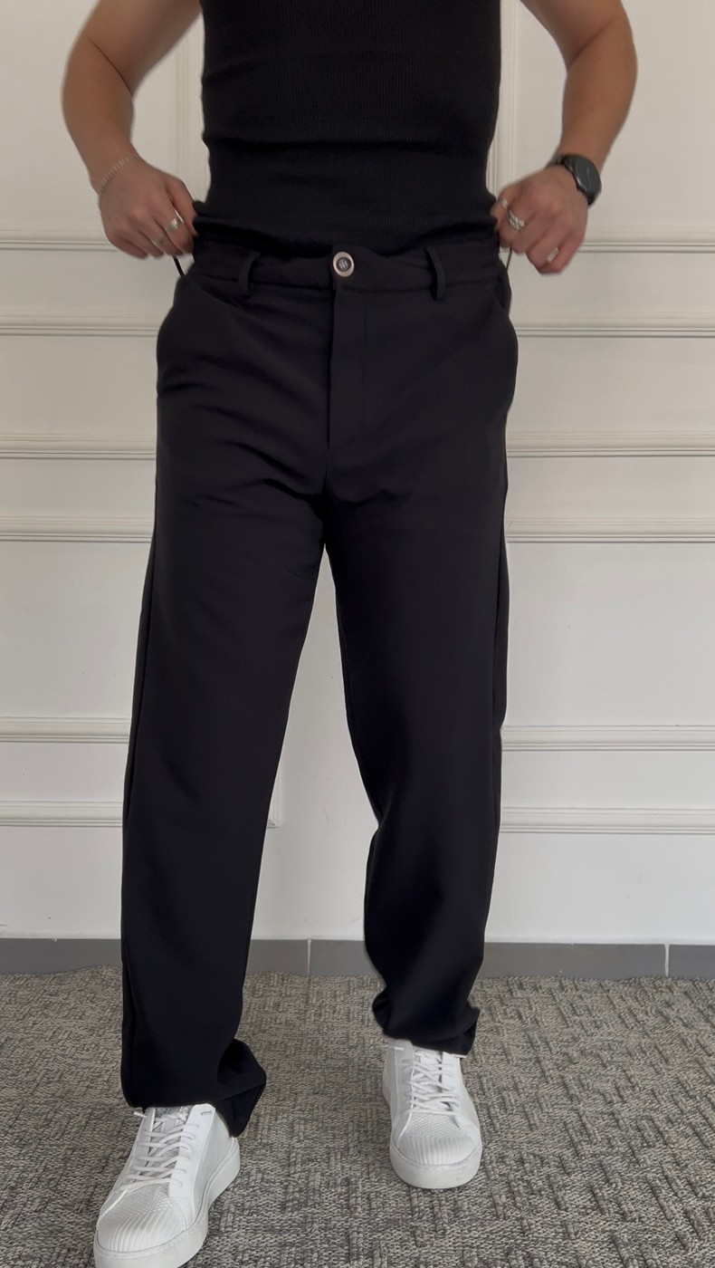 Dabıl Kemerli Baggy Pantolon - Siyah