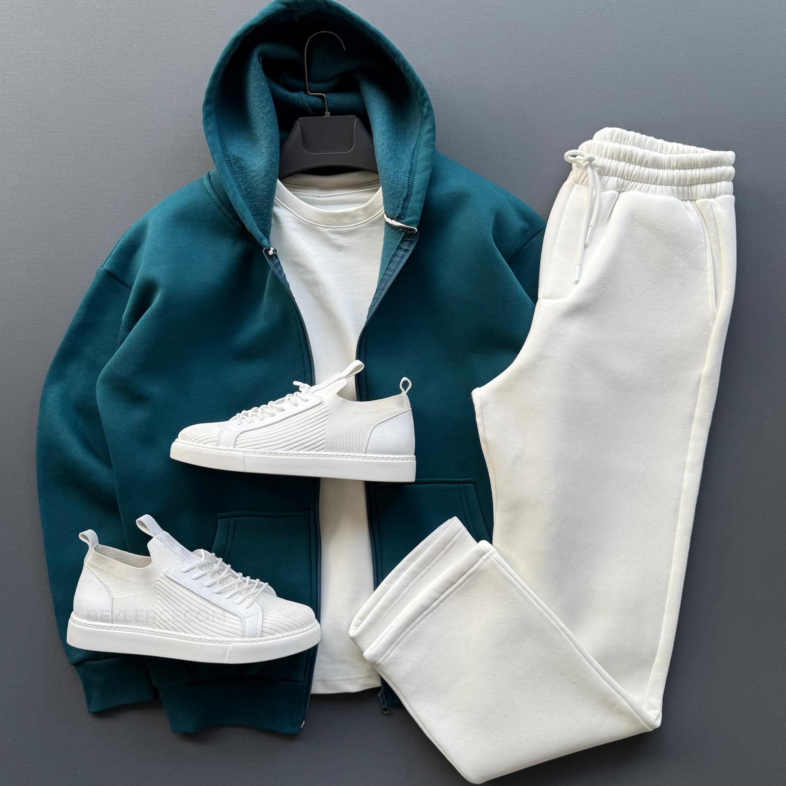 Fermuarlı Sweatshirt + Baggy Fit Eşofman Kombin