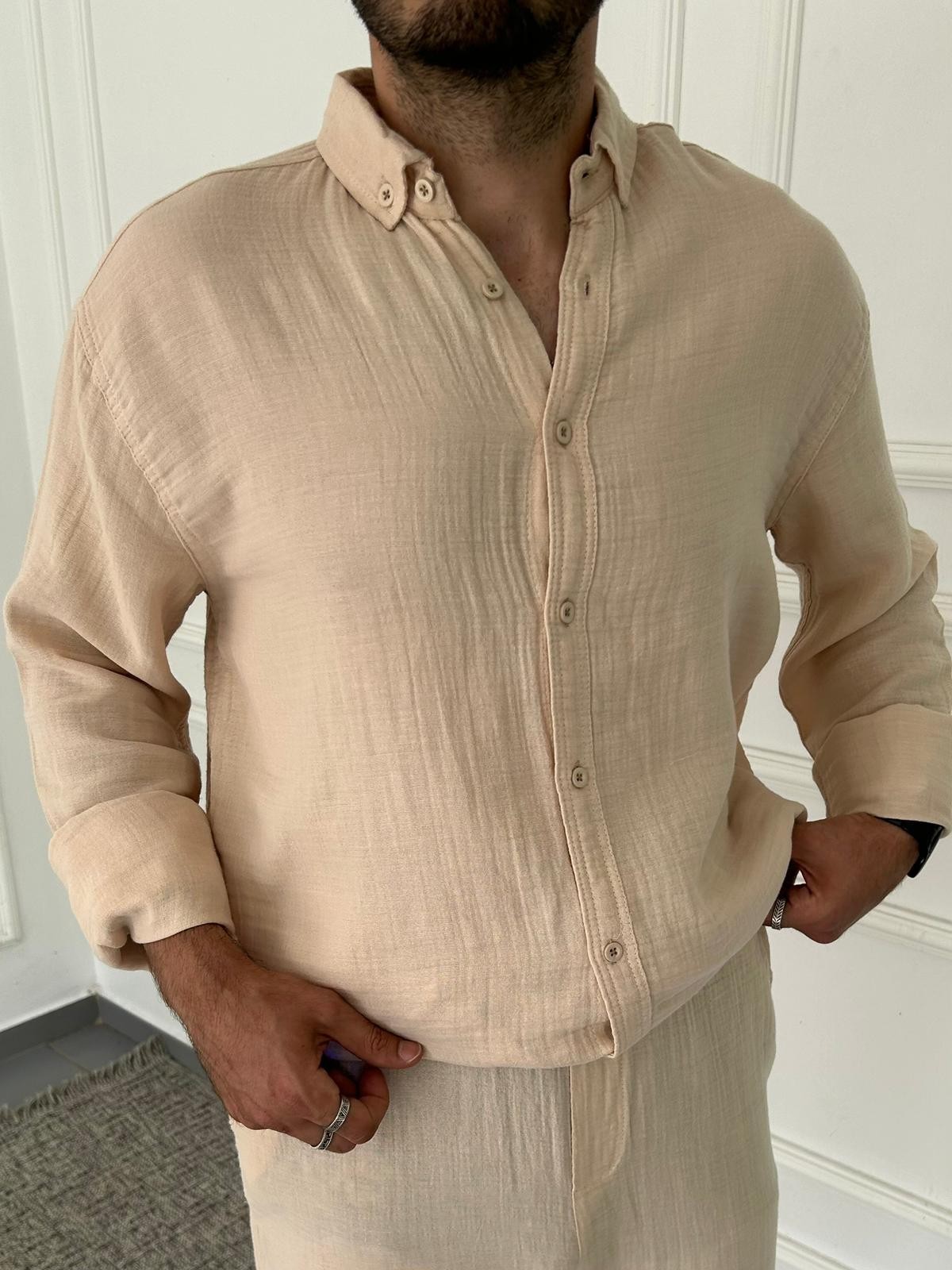 2 Adet Müslin Keten Oversize Gömlek