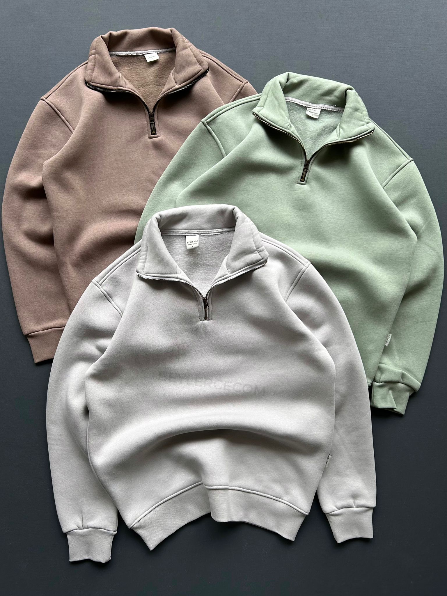 3 Adet Fermuar Yakalı Sweatshirt