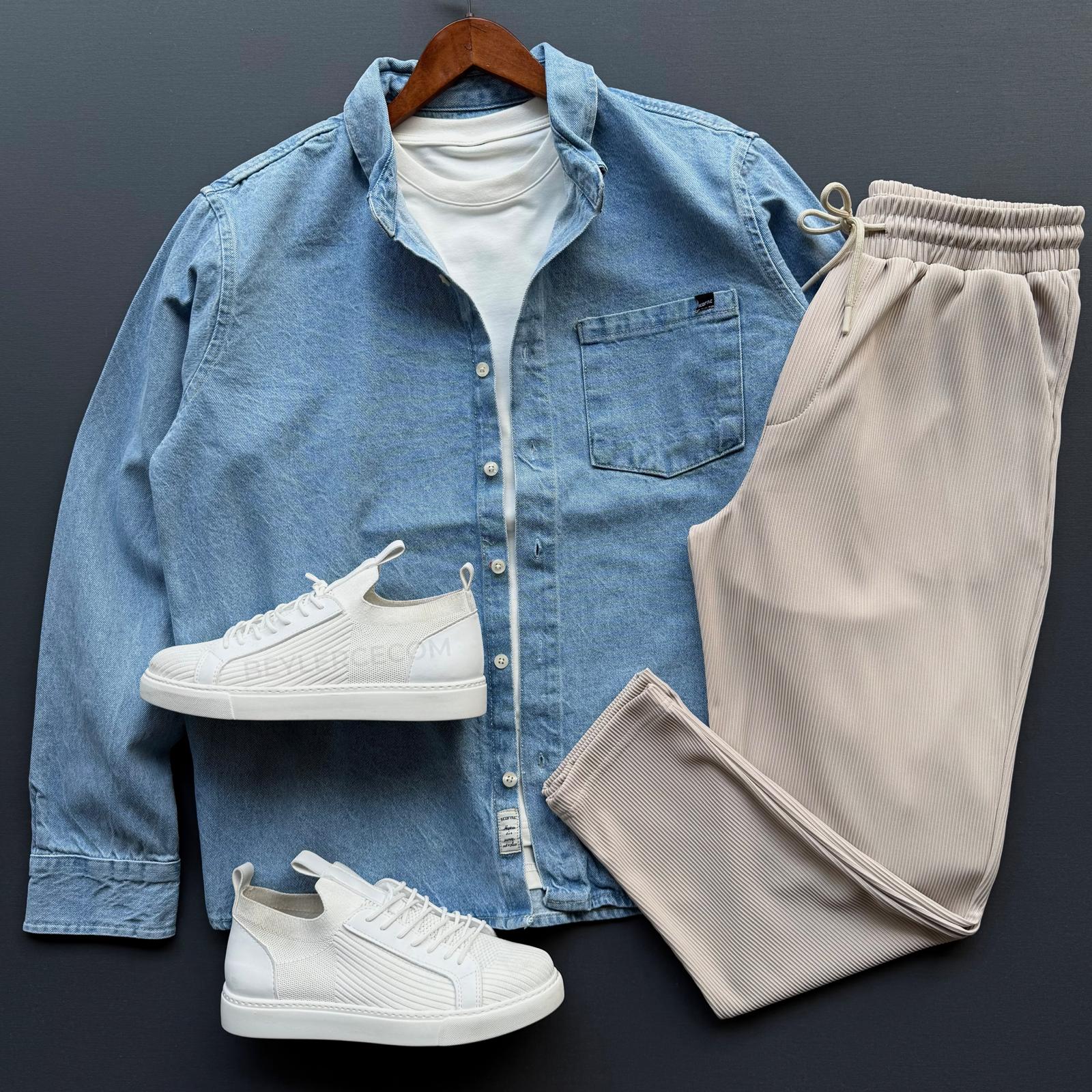 Oversize Kot Ceket + Boyfriend Fitilli Pantolon Kombin