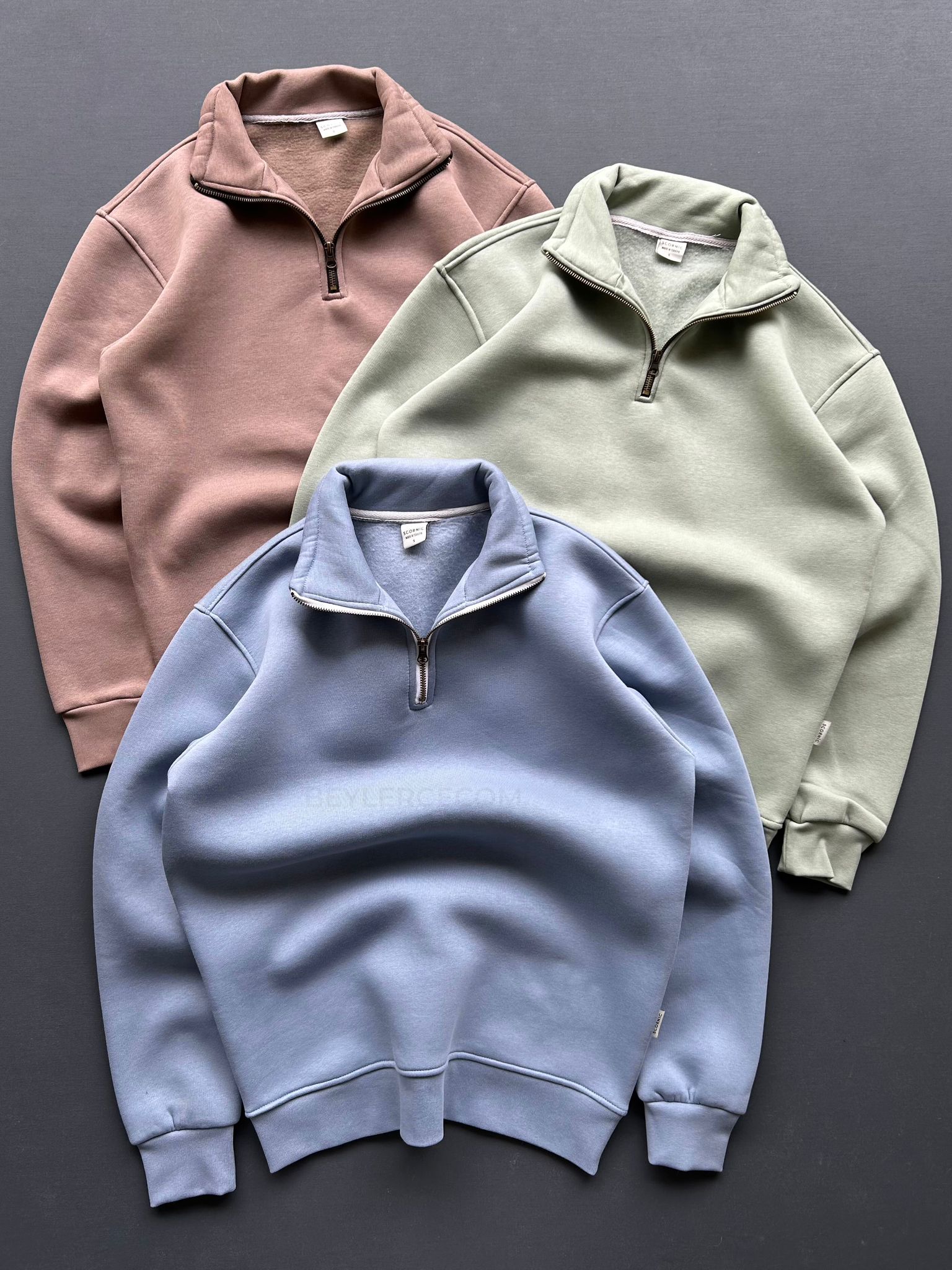 3 Adet Fermuar Yakalı Sweatshirt