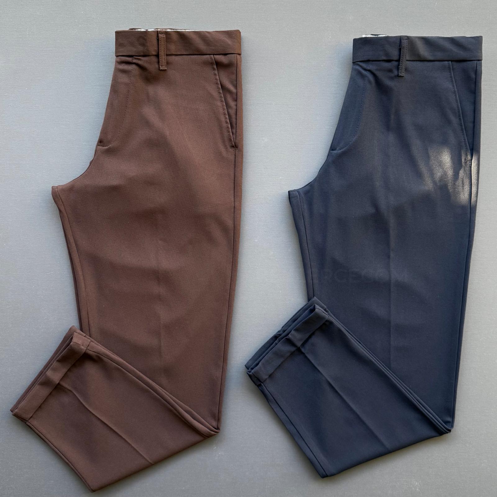 2 Adet Kısa Dilli Katlı Paça Kumaş Pantolon