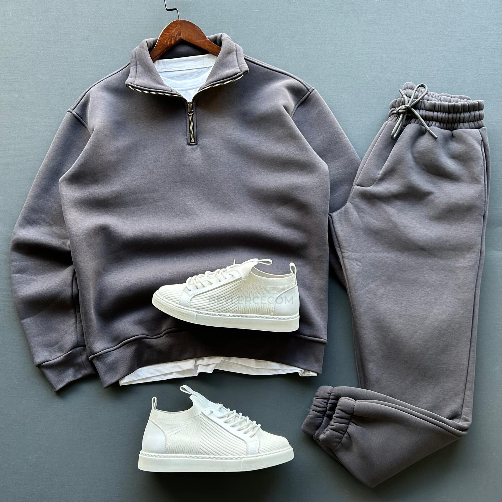 Üç İplik Şardonlu Sweatshirt + Eşofman Takım