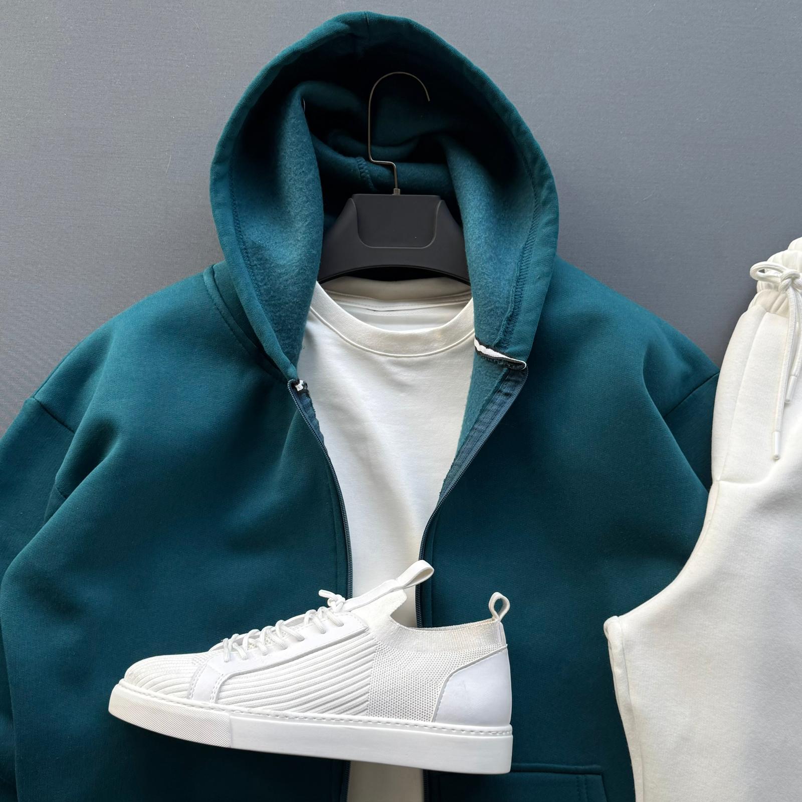 Fermuarlı Sweatshirt + Baggy Fit Eşofman Kombin