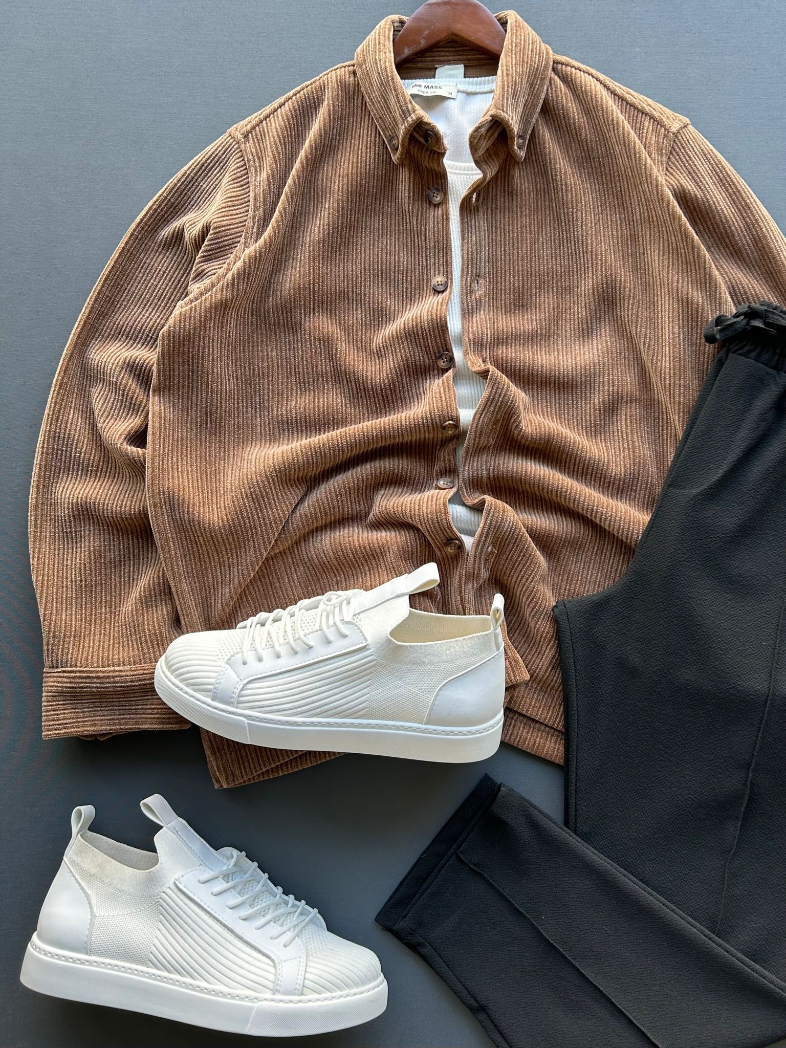 Oversize Kadife Gömlek + Waffle Pantolon Kombin