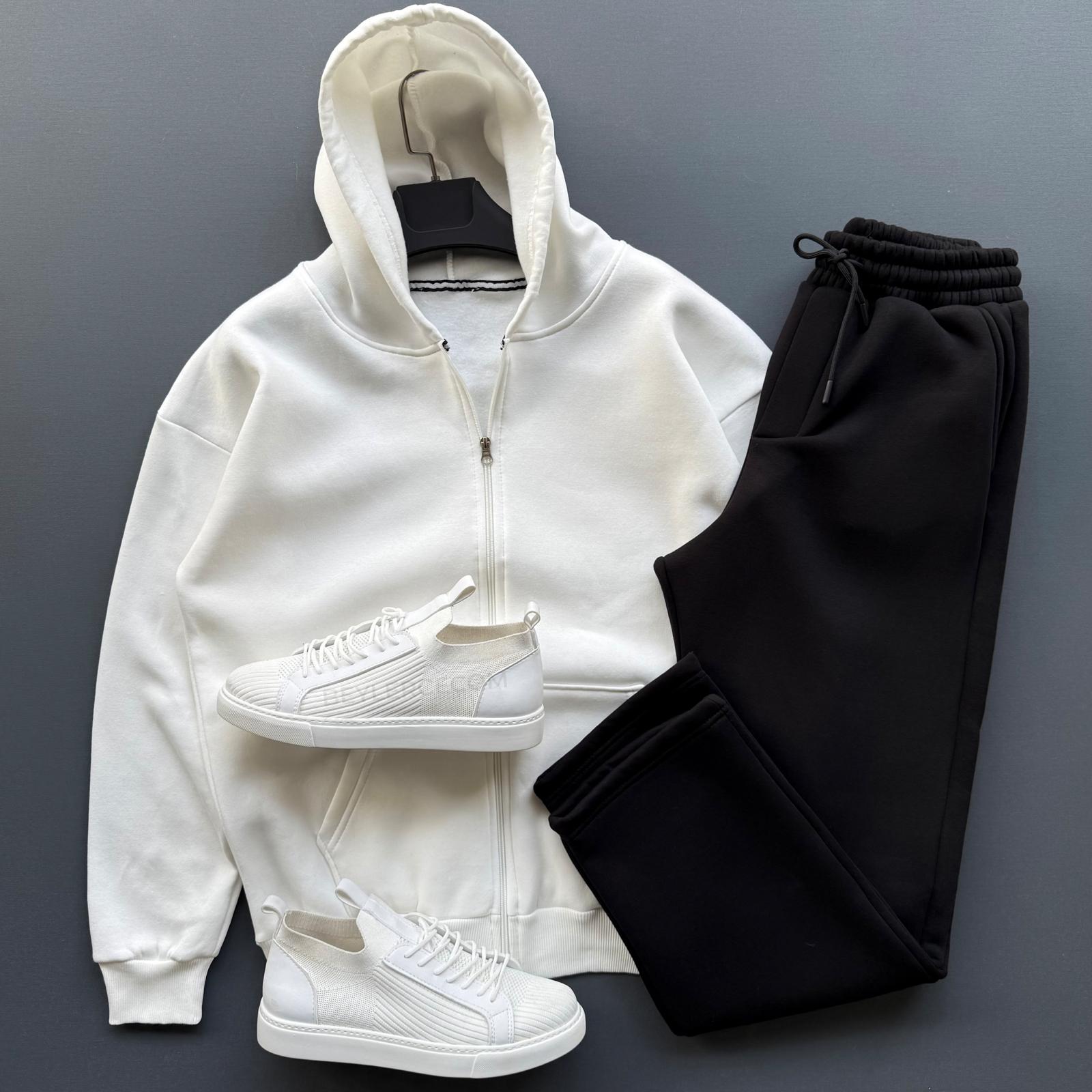 Fermuarlı Sweatshirt + Baggy Fit Eşofman Kombin