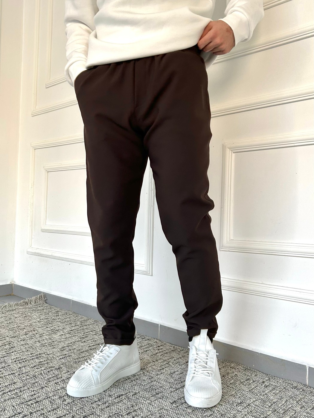 Duble Paça Jogger Pantolon - Kahverengi