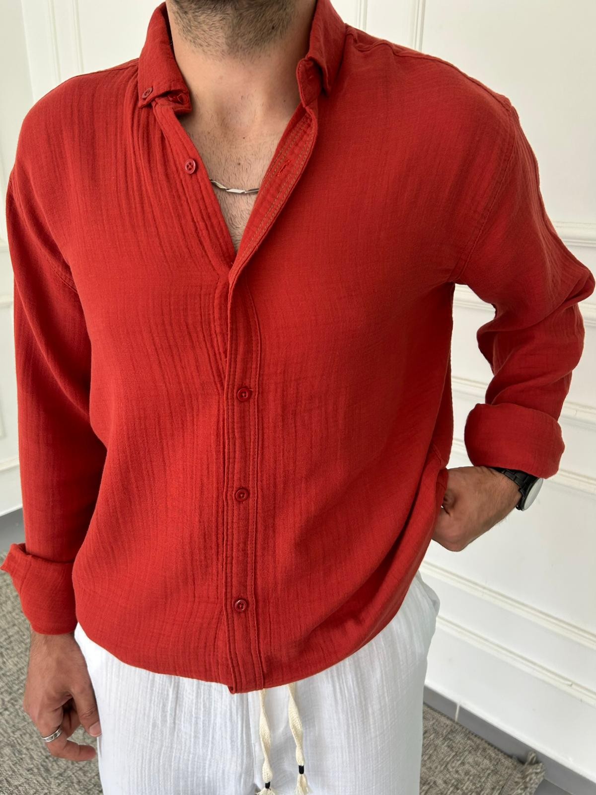 2 Adet Müslin Keten Oversize Gömlek