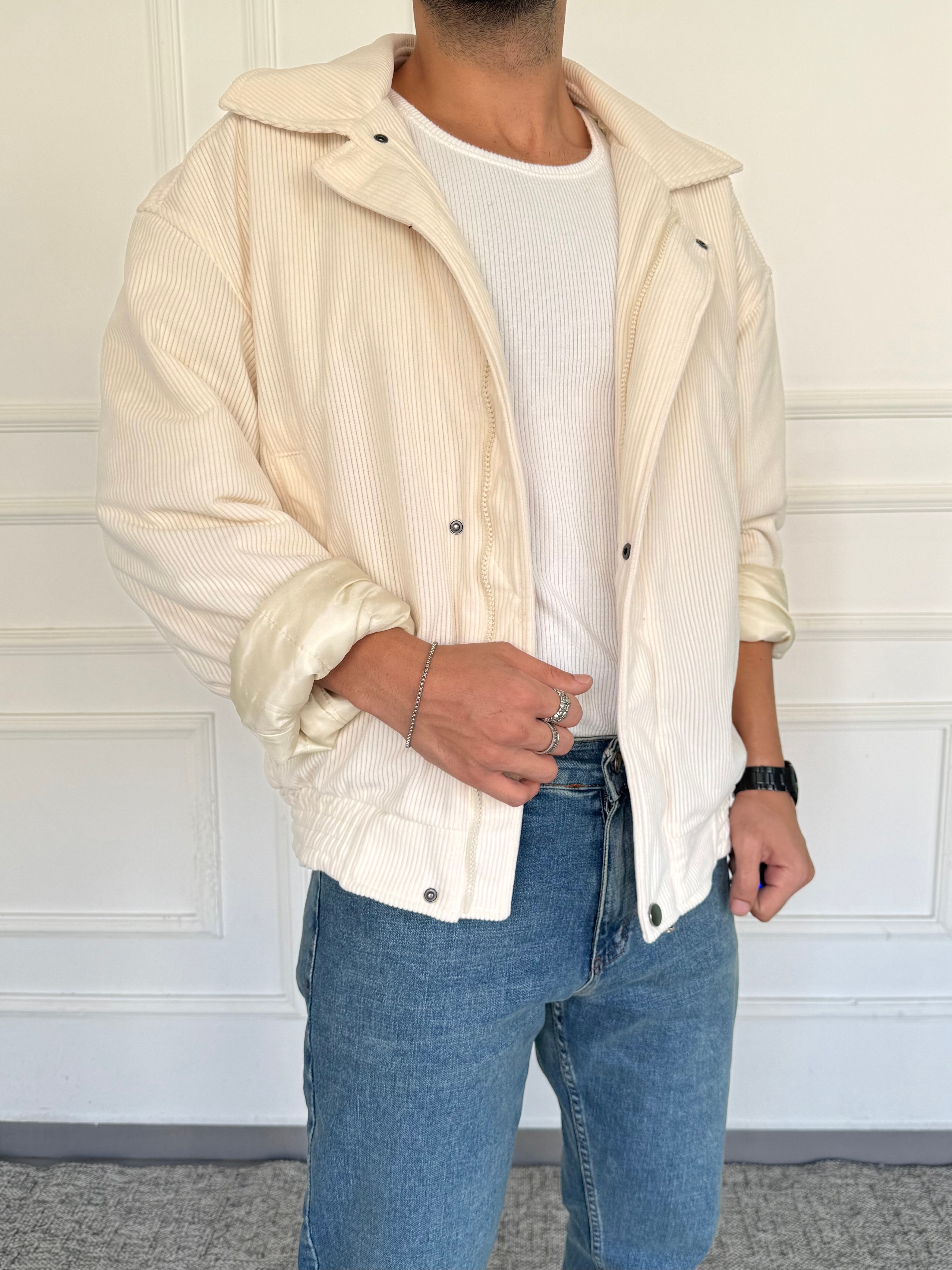 Oversize Kadife Bomber Ceket