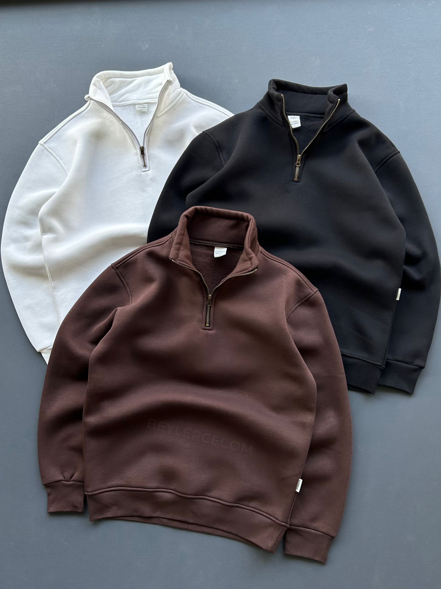 3 Adet Fermuar Yakalı Sweatshirt