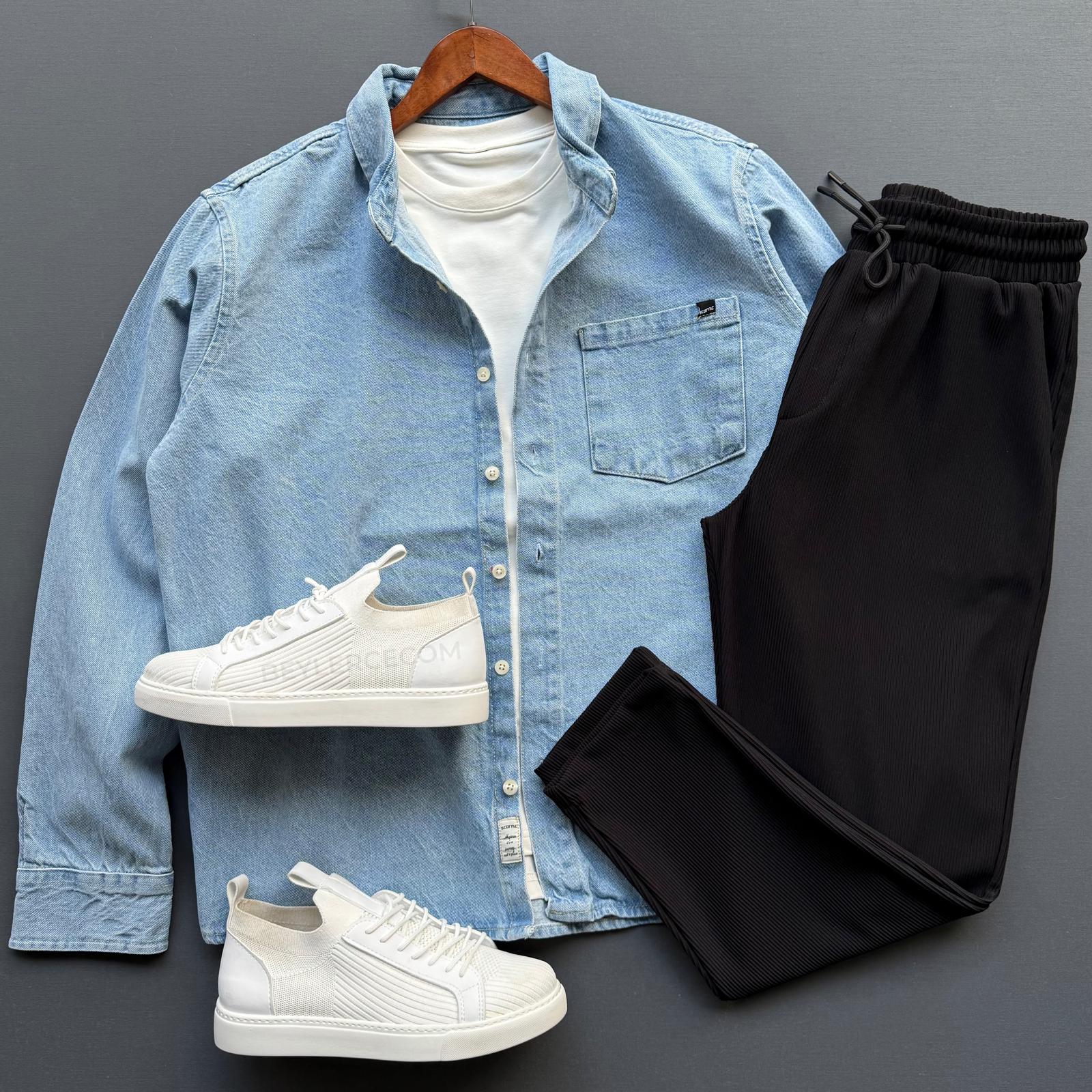 Oversize Kot Ceket + Boyfriend Fitilli Pantolon Kombin