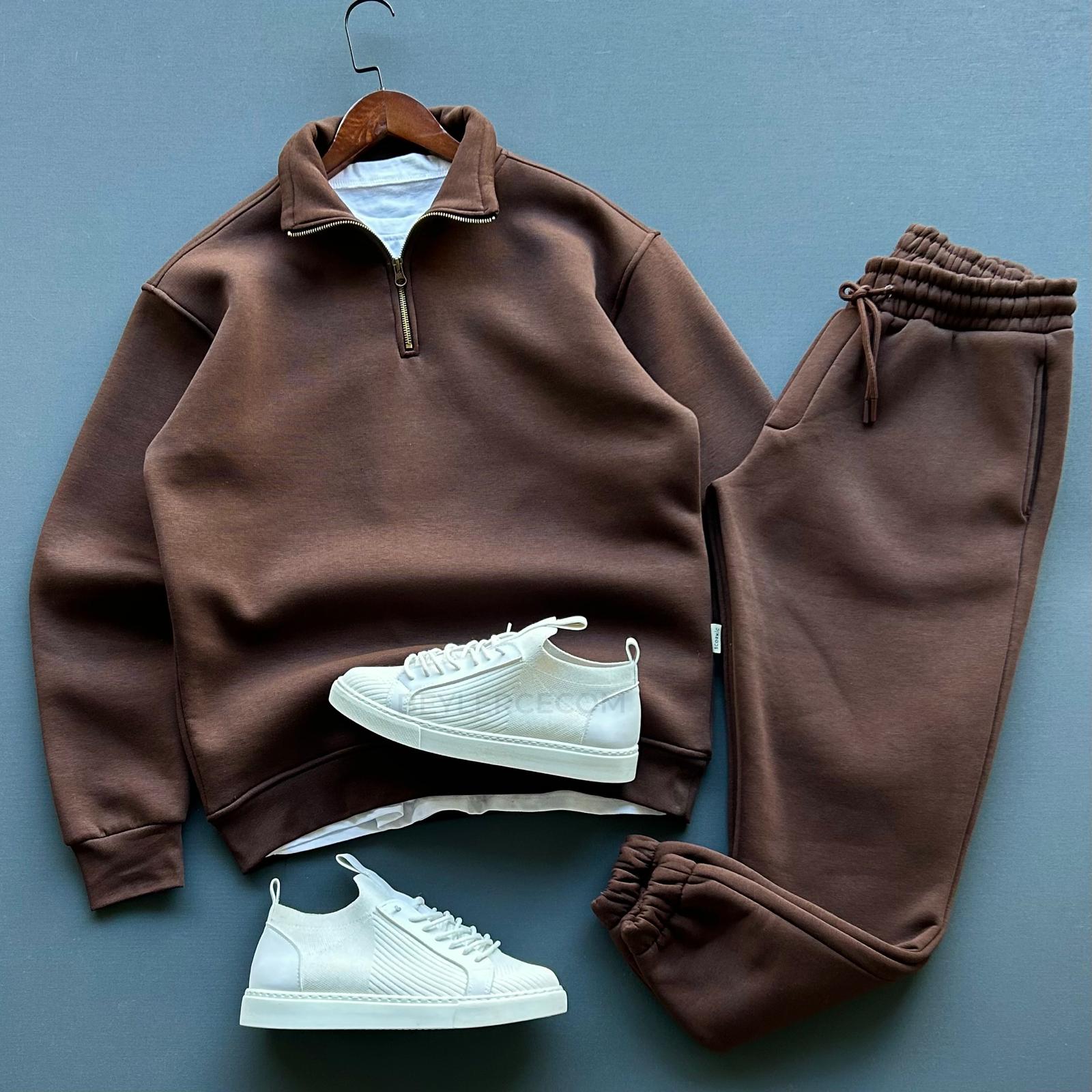 Üç İplik Şardonlu Sweatshirt + Eşofman Takım