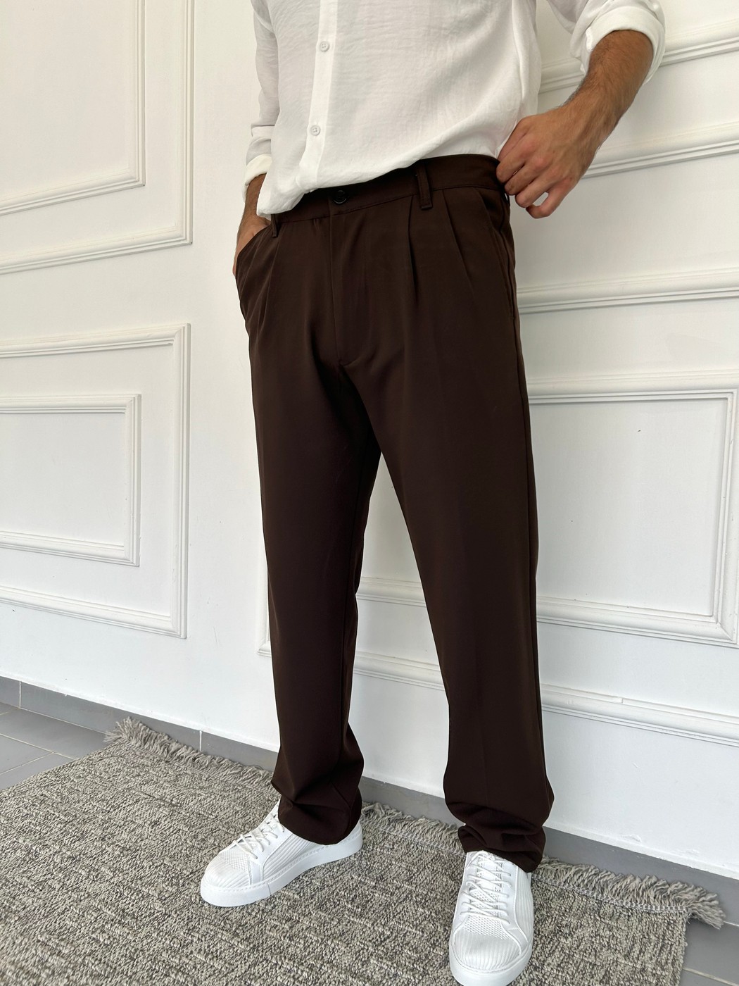 Baggy Kumaş Pantolon - Kahverengi