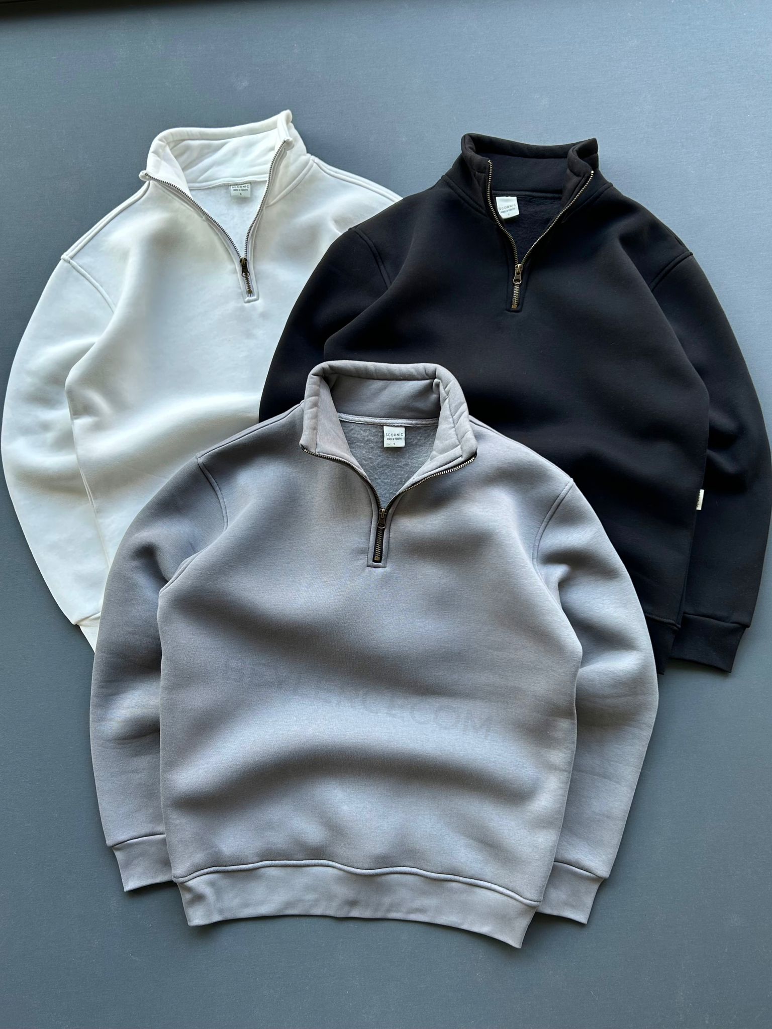 3 Adet Fermuar Yakalı Sweatshirt